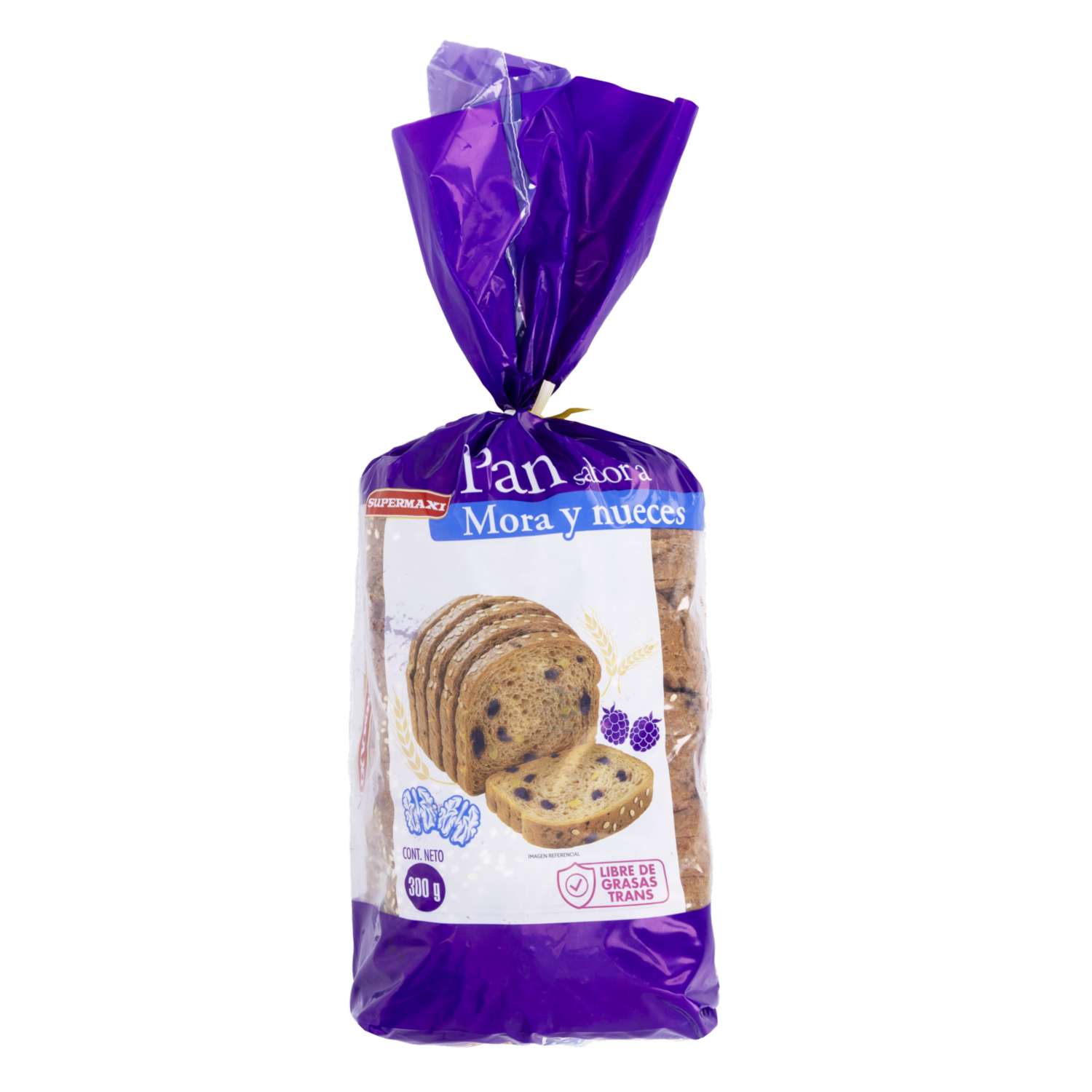 Pan Integral Rebanado Sabor A Mora Y Nueces SUPERMAXI 300 G