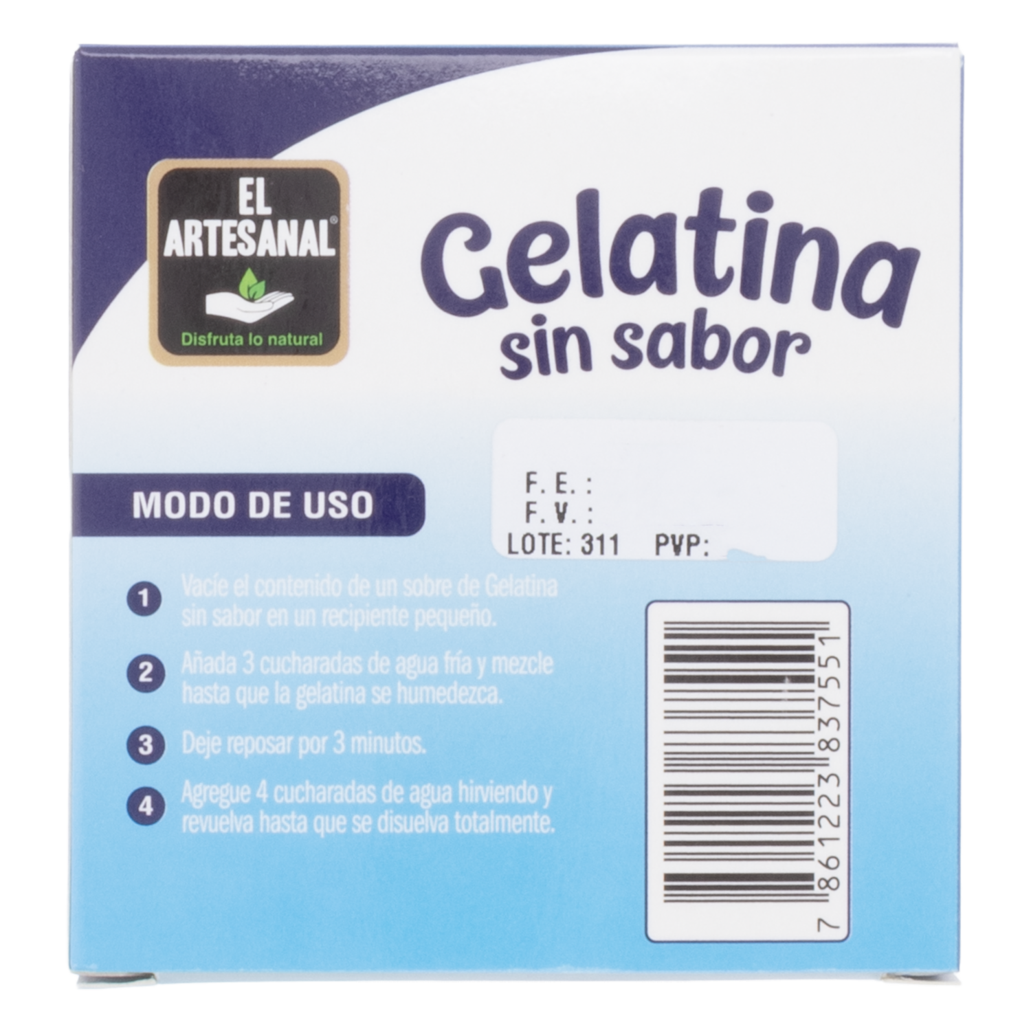 Gelatina Sin Sabor EL ARTESANAL 30 G