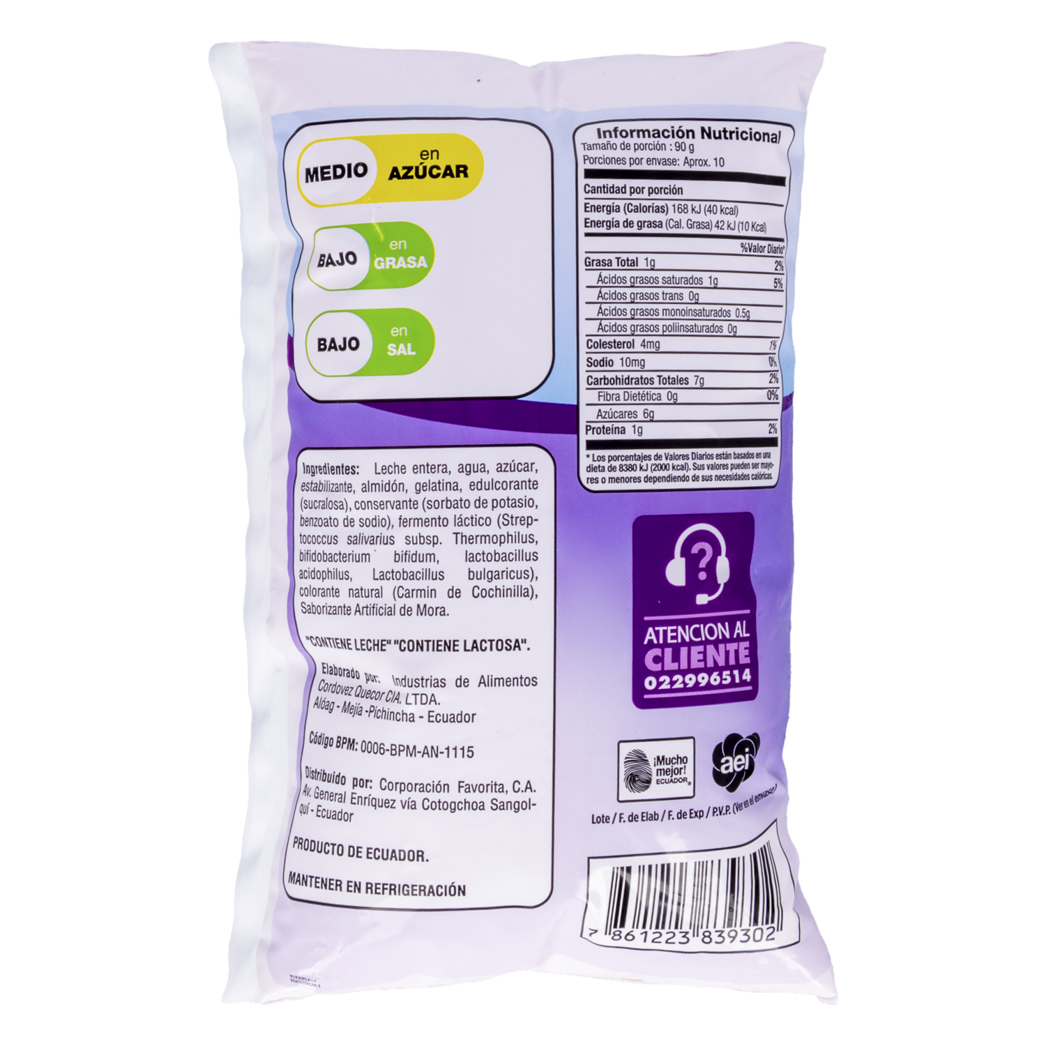 Yogurt Bebible Sabor A Mora EL ARTESANAL 900 G