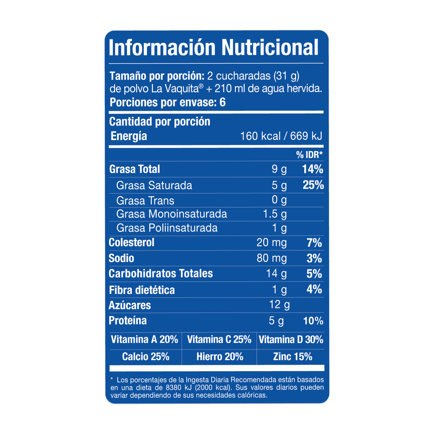 Leche En Polvo Entera LA VAQUITA 190 G