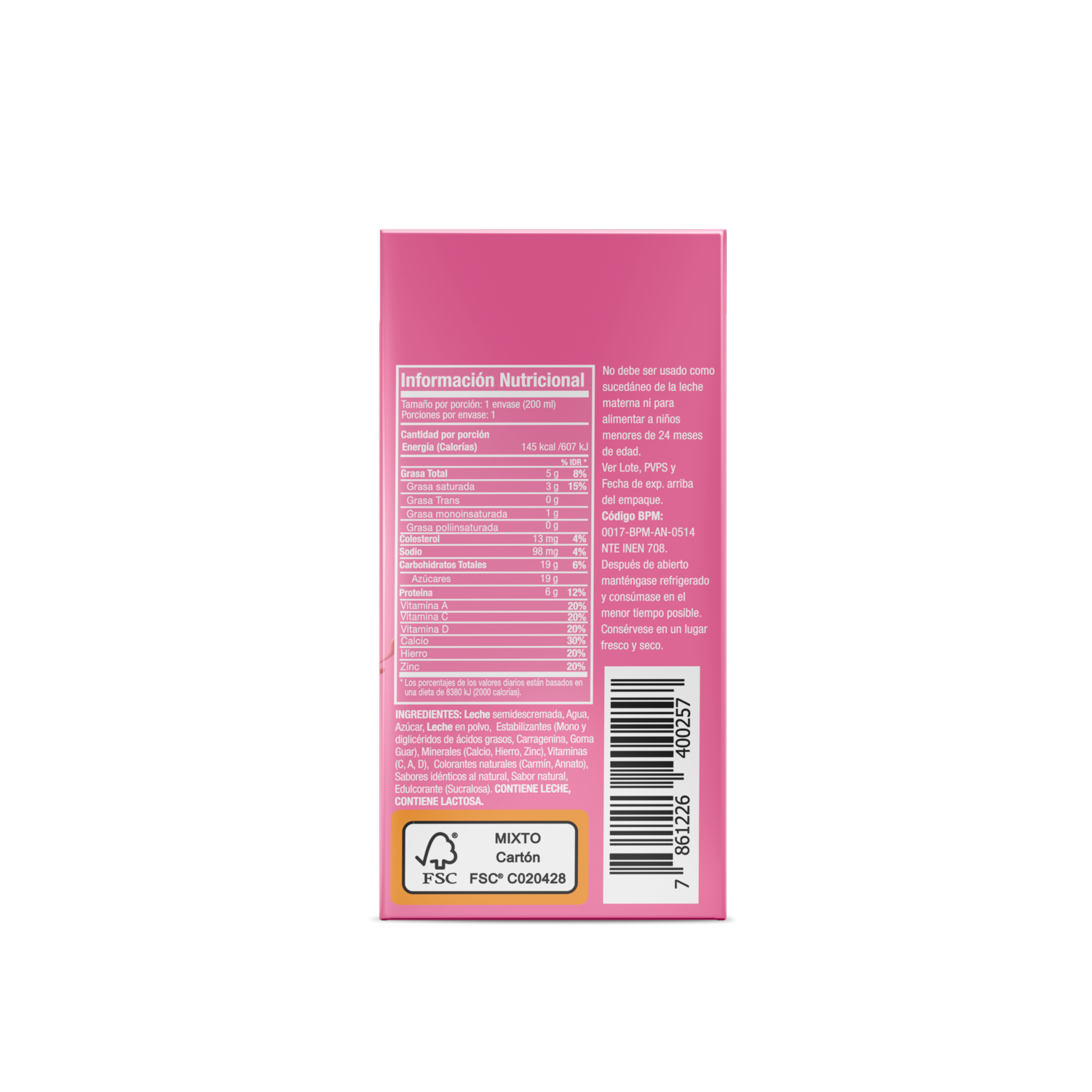 Leche Saborizada Fresa LA VAQUITA 200 Ml