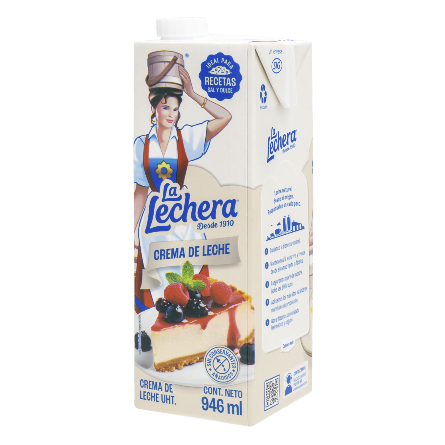 Crema De Leche UHT LA LECHERA 946 Ml