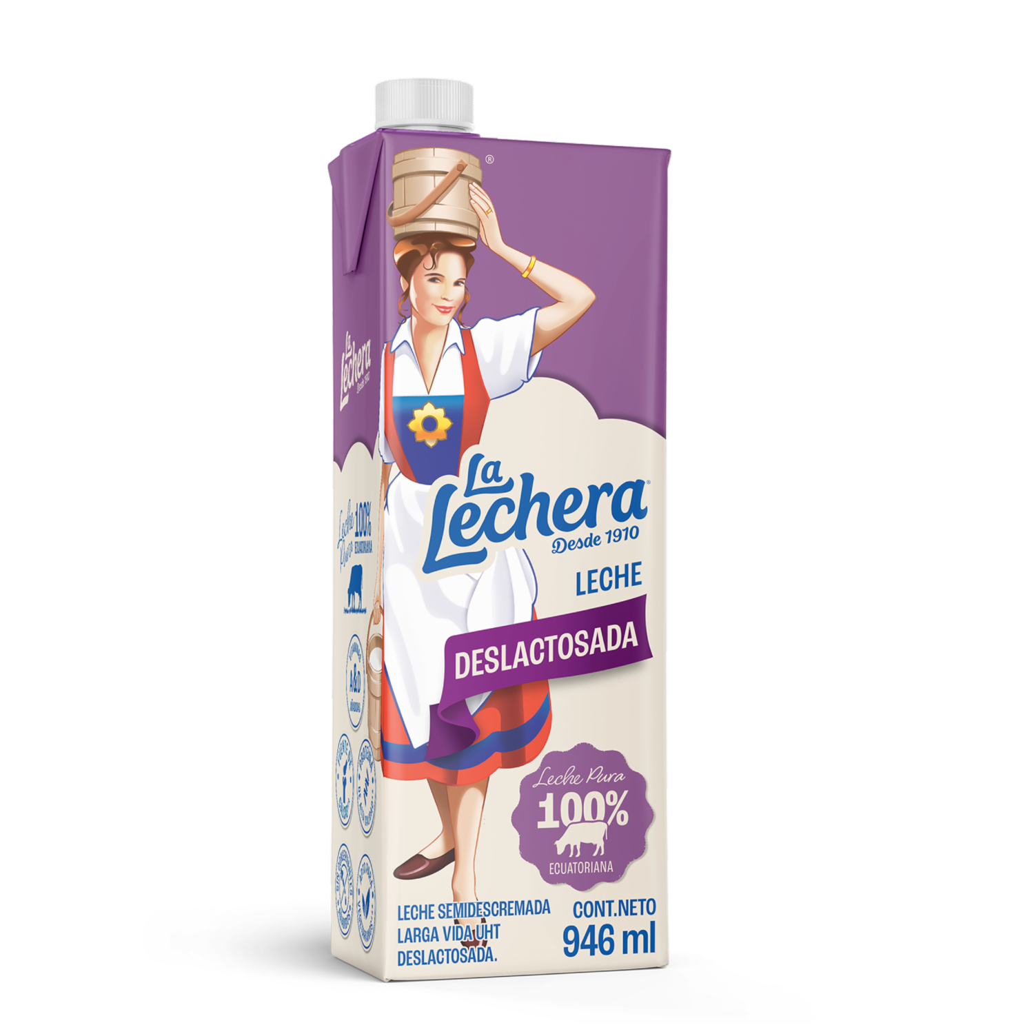 Leche Deslactosada Larga Vida UHT LA LECHERA 946 Ml