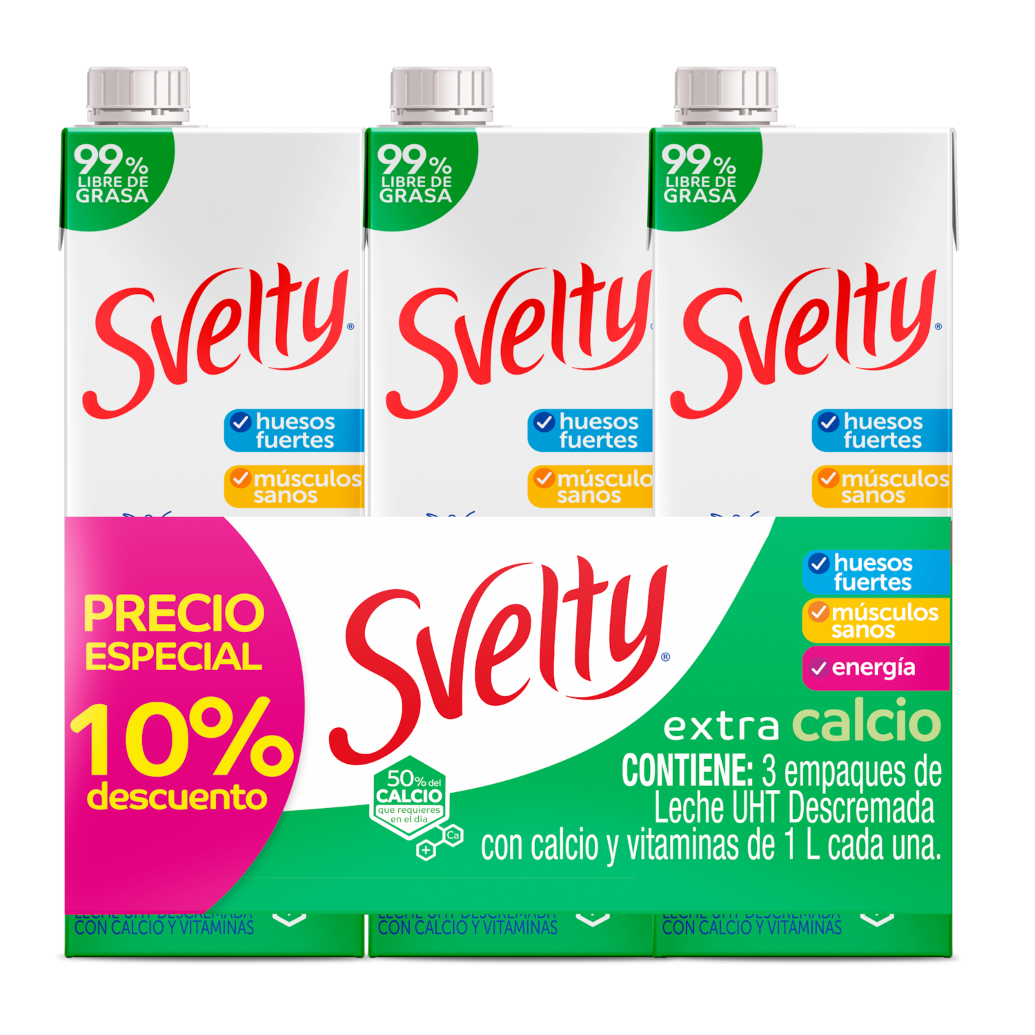 Leche Descremada Extra Calcio SVELTY 3X1000 Ml