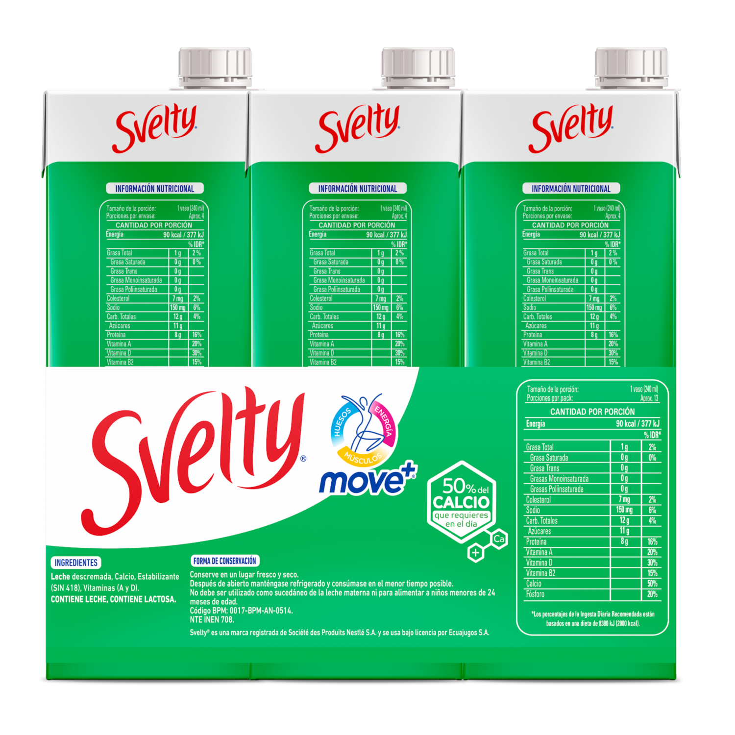 Leche Descremada Extra Calcio SVELTY 3X1000 Ml