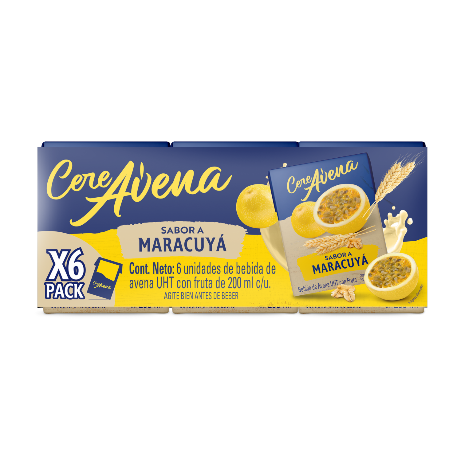 Bebida De Avena Uht Con Maracuyá CEREAVENA 6X200 Ml