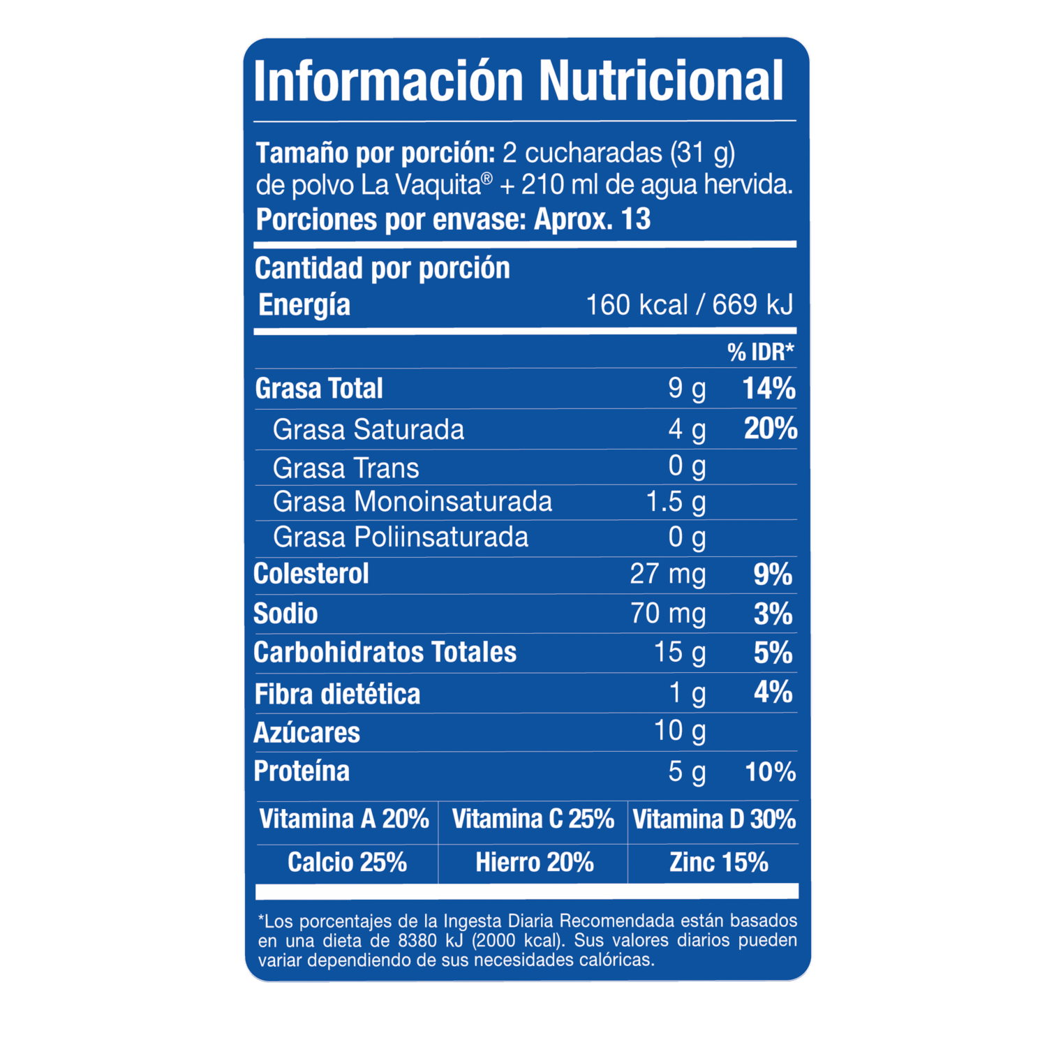 Leche En Polvo Deslactosada LA VAQUITA 400 G