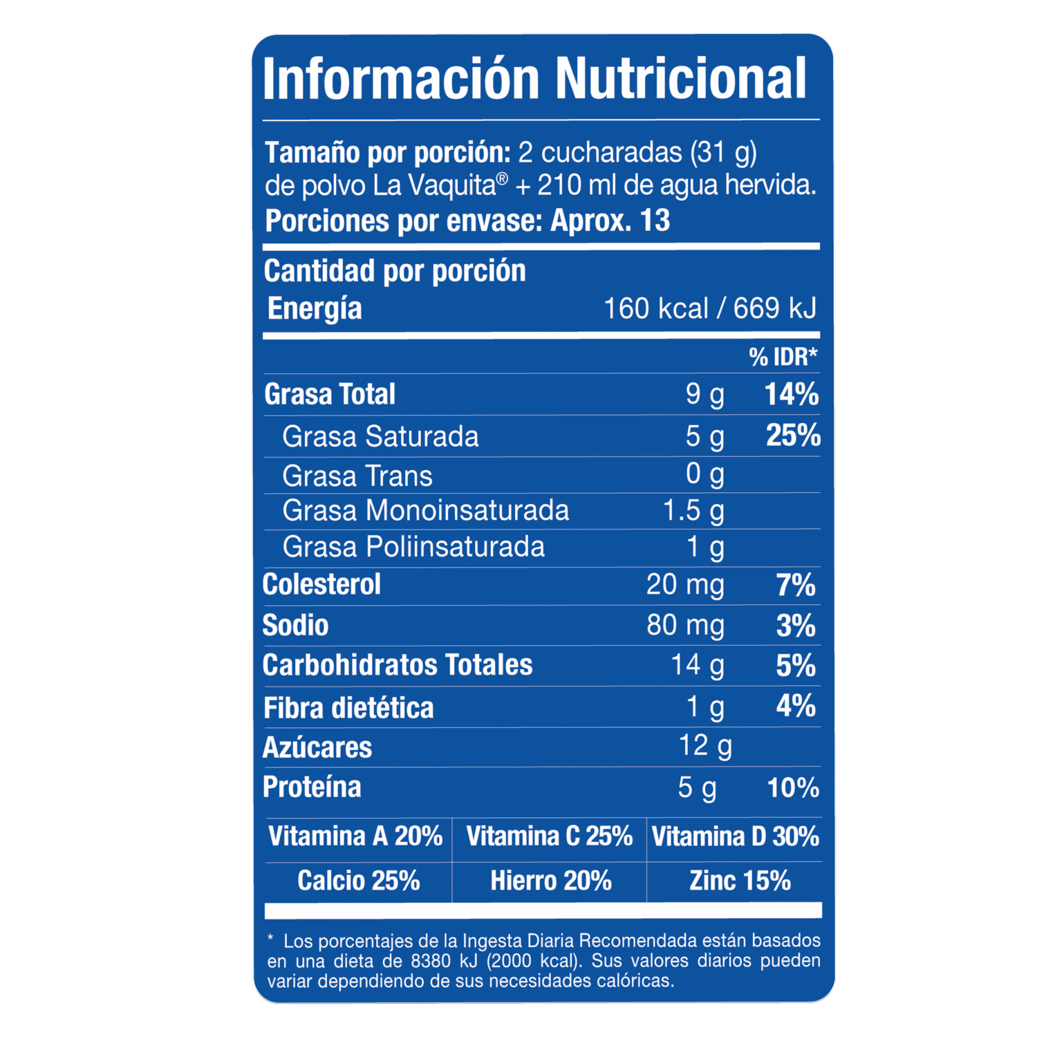 Leche En Polvo Entera LA VAQUITA 400 G