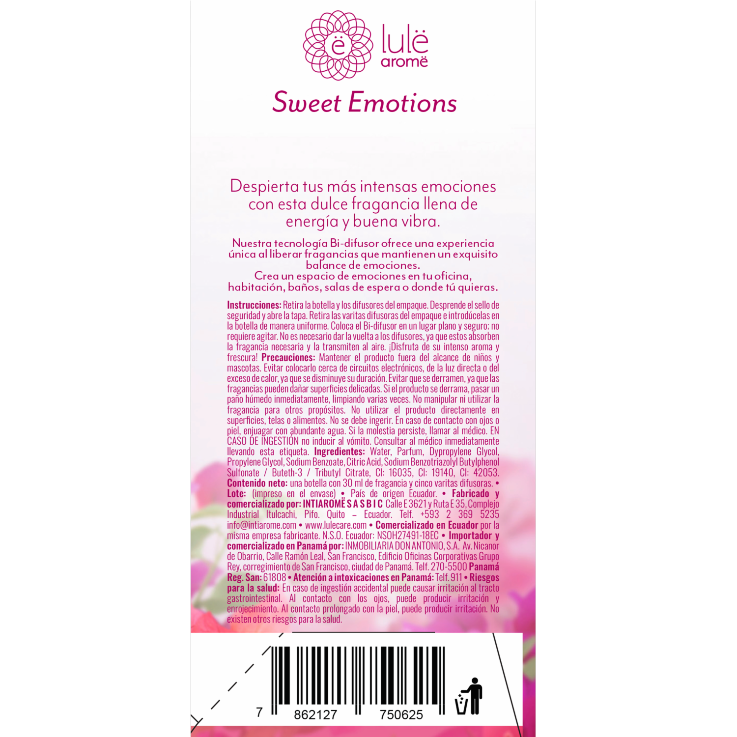 Bi-difusor Ambiental Fragancia Sweet Emotions LULË AROMË 30 Ml
