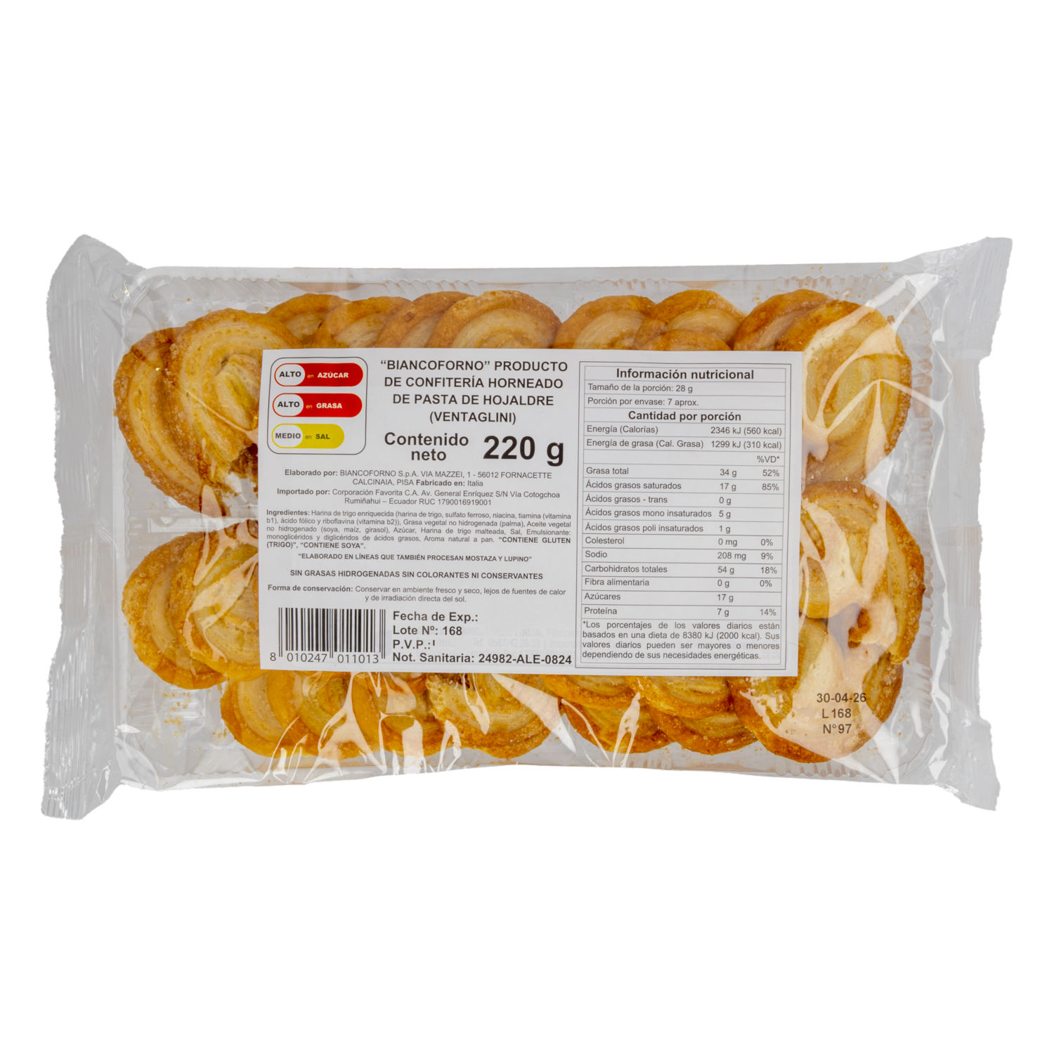 Abanicos De Hojaldre Dulces BIANCOFORNO 220 G