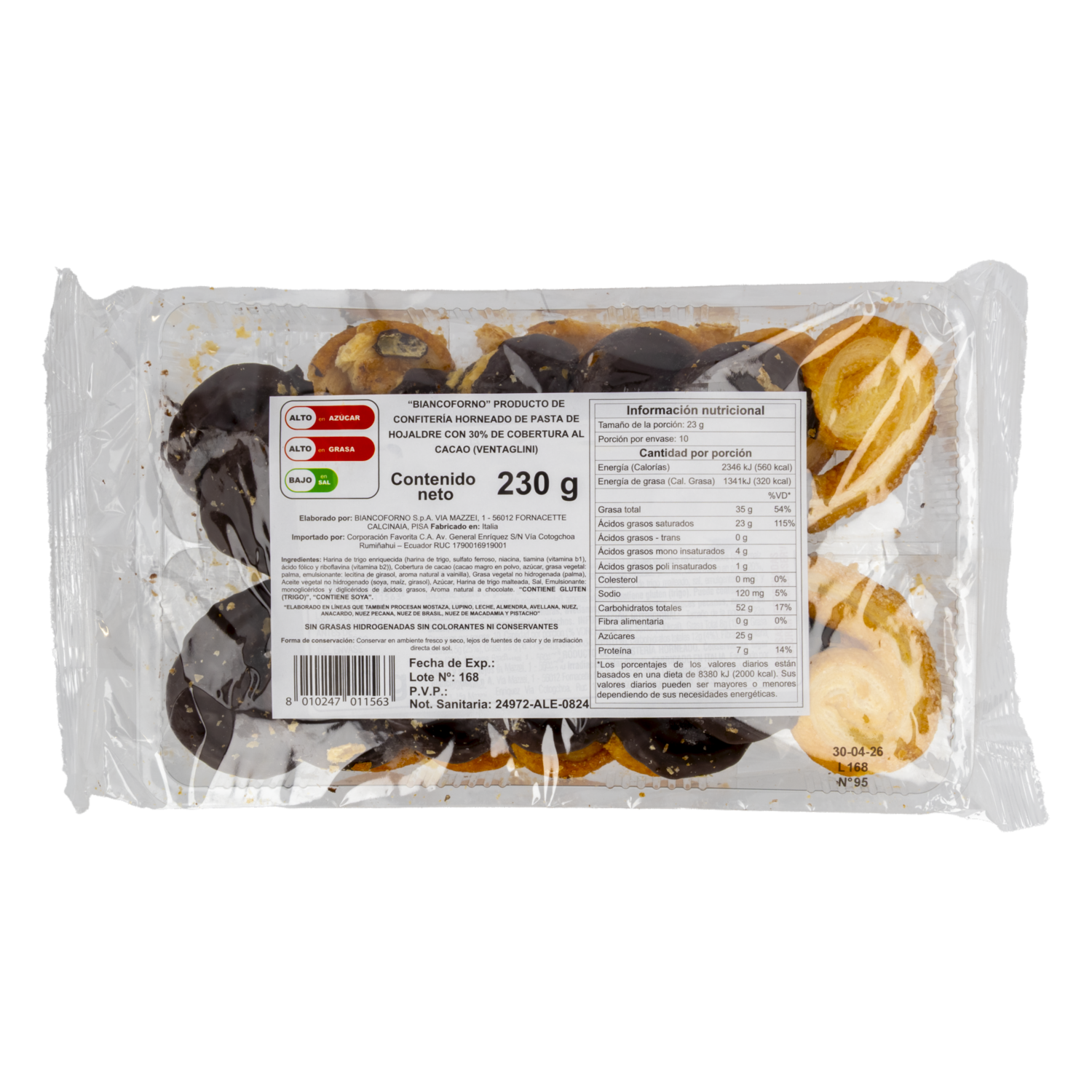Abanicos De Hojaldre De Chocolate BIANCOFORNO 230 G