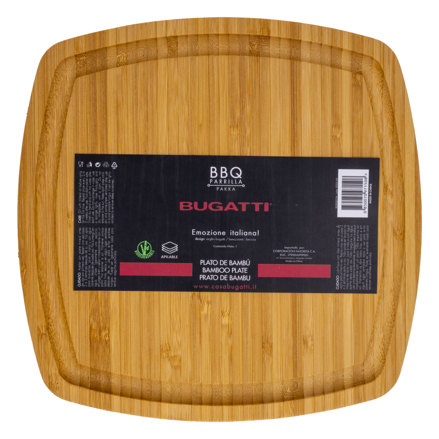 Plato De Bambú Bbq BUGATTI Unidad
