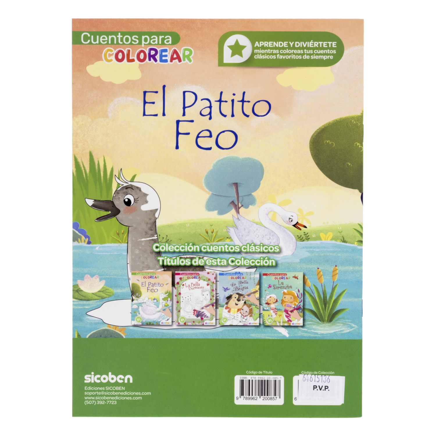 Libro Cuentos Para Colorearel Patito Feo SICOBEN 48 Páginas
