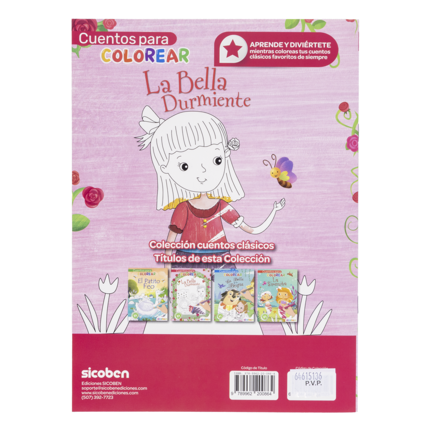 Libro Cuentos Para Colorear La Bella Durmiente SICOBEN 48 Páginas