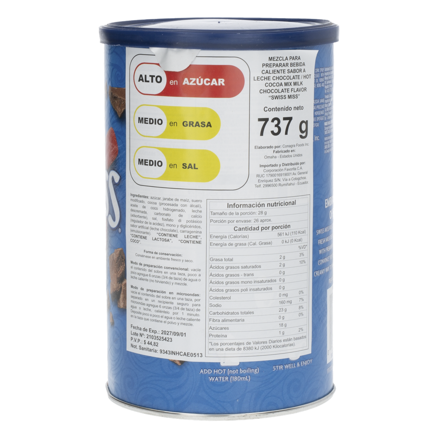 Chocolate En Polvo Con Leche SWISS MISS 737 G