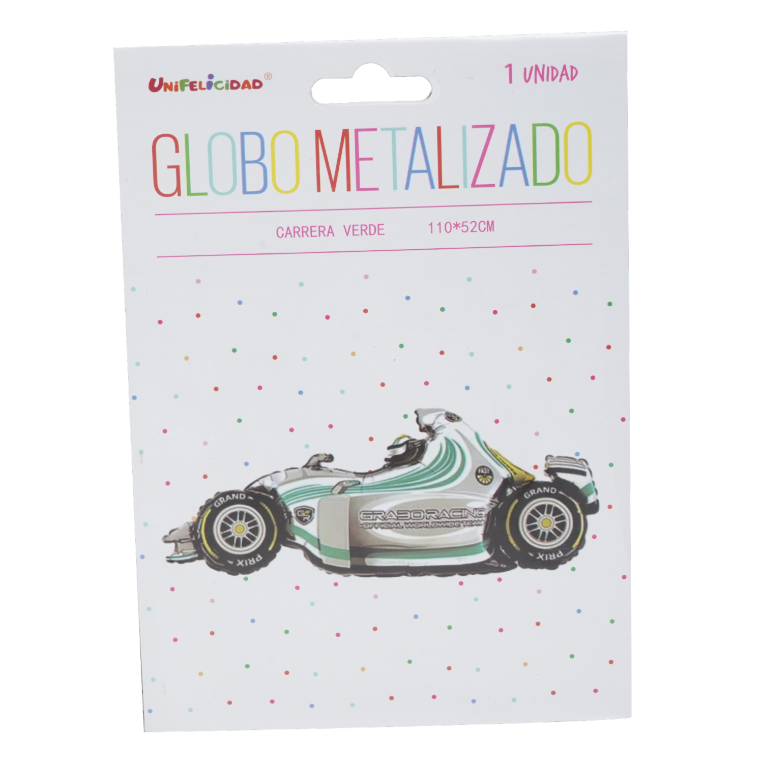 Globo Auto Blanco Verde UNIFELICIDAD 110 X 52 Cm