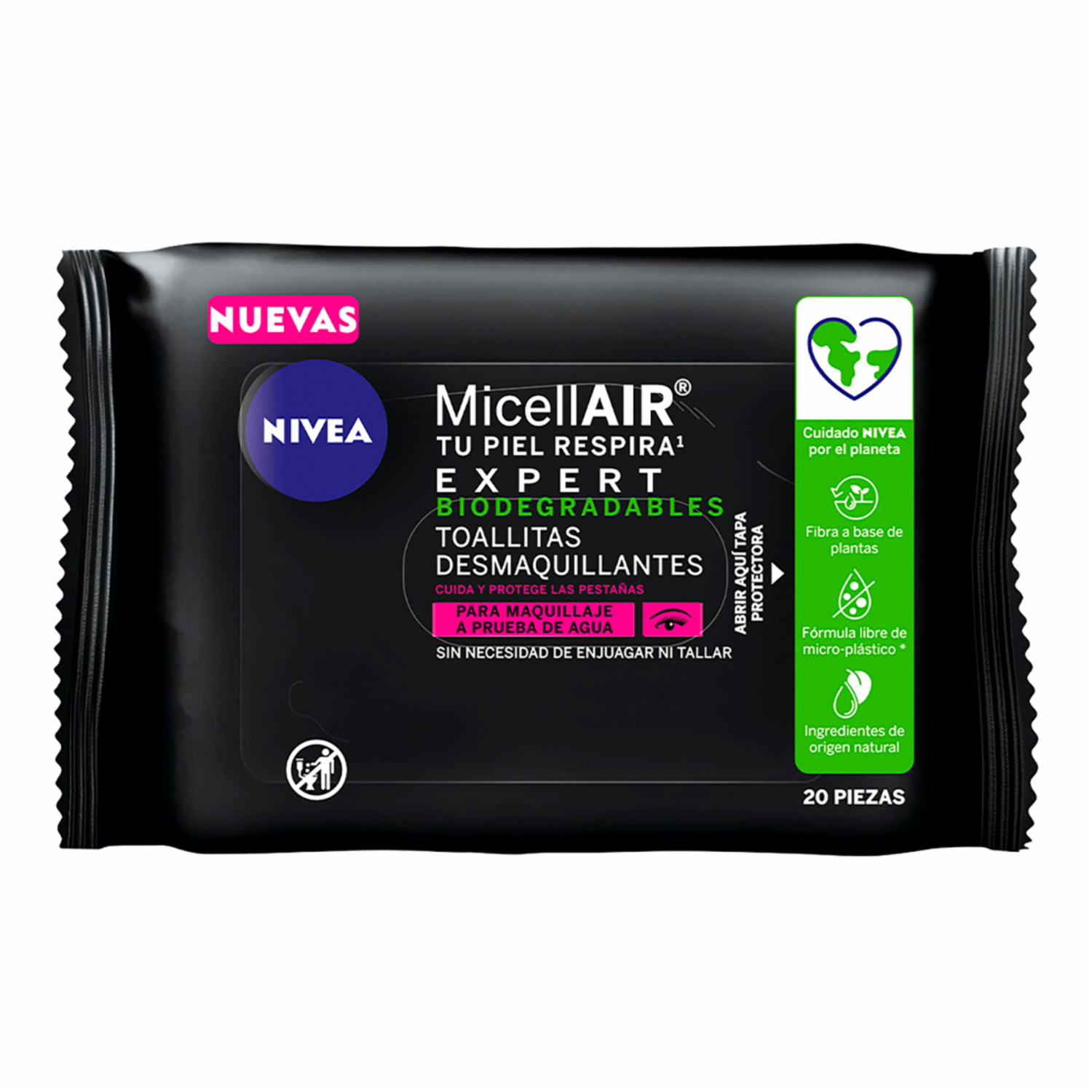 Toallitas Desmaquillantes Micellair Expert Biodegradables NIVEA 20 U