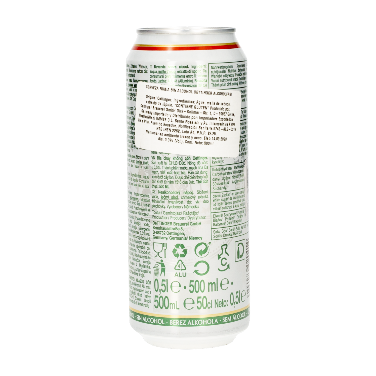 Cerveza Alkoholfrei Sin Alcohol OETTINGER 500 ML