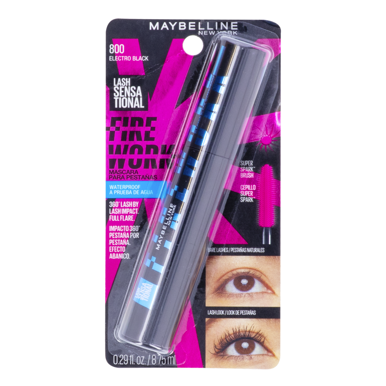 Máscara De Pestañas Lash Sensational Fire Work Electro Black Waterproof MAYBELLINE 8,75 Ml