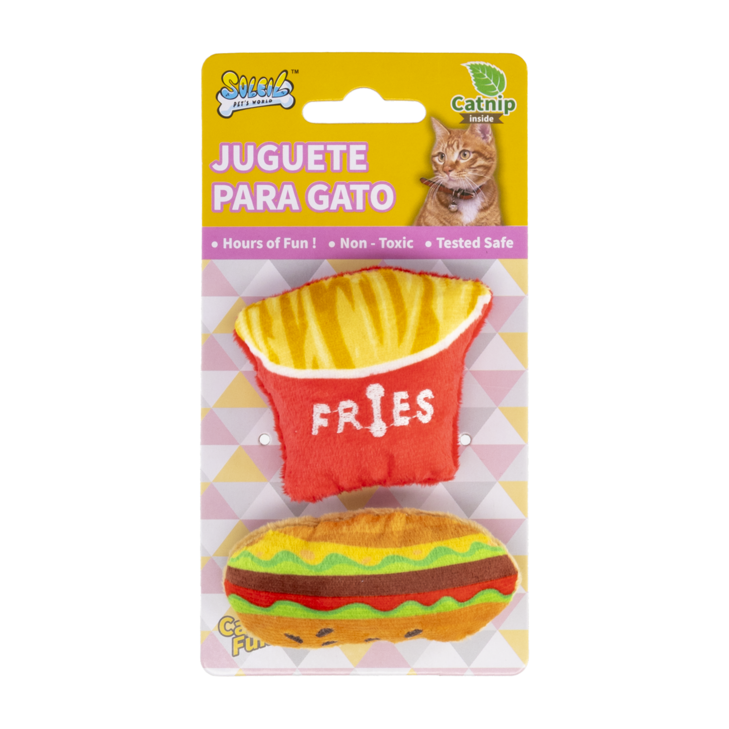 Juguete De Gato Diseño Hamburguesa Y Papas De Felpa SOLEIL 1 Pieza