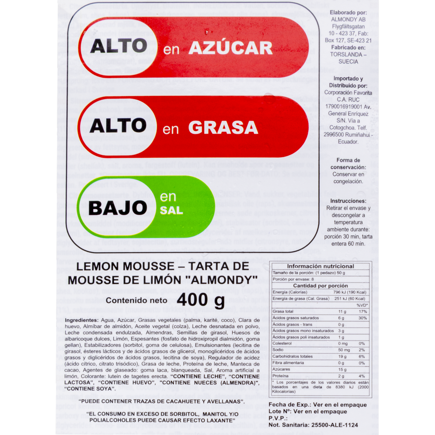 Torta Helada Mousse De Limón ALMONDY 400 G