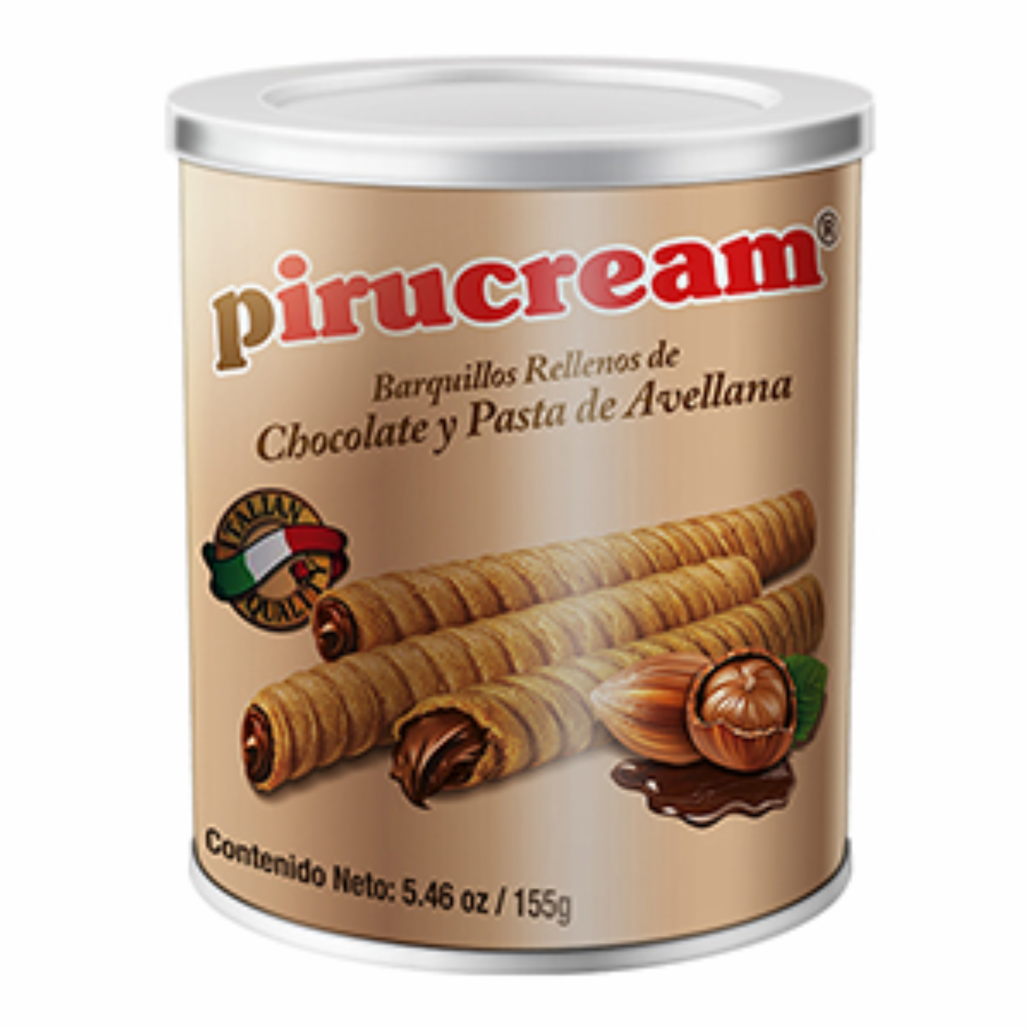 Barquillos Rellenos De Chocolate Y Pasta De Avellana PIRUCREAM 155 G