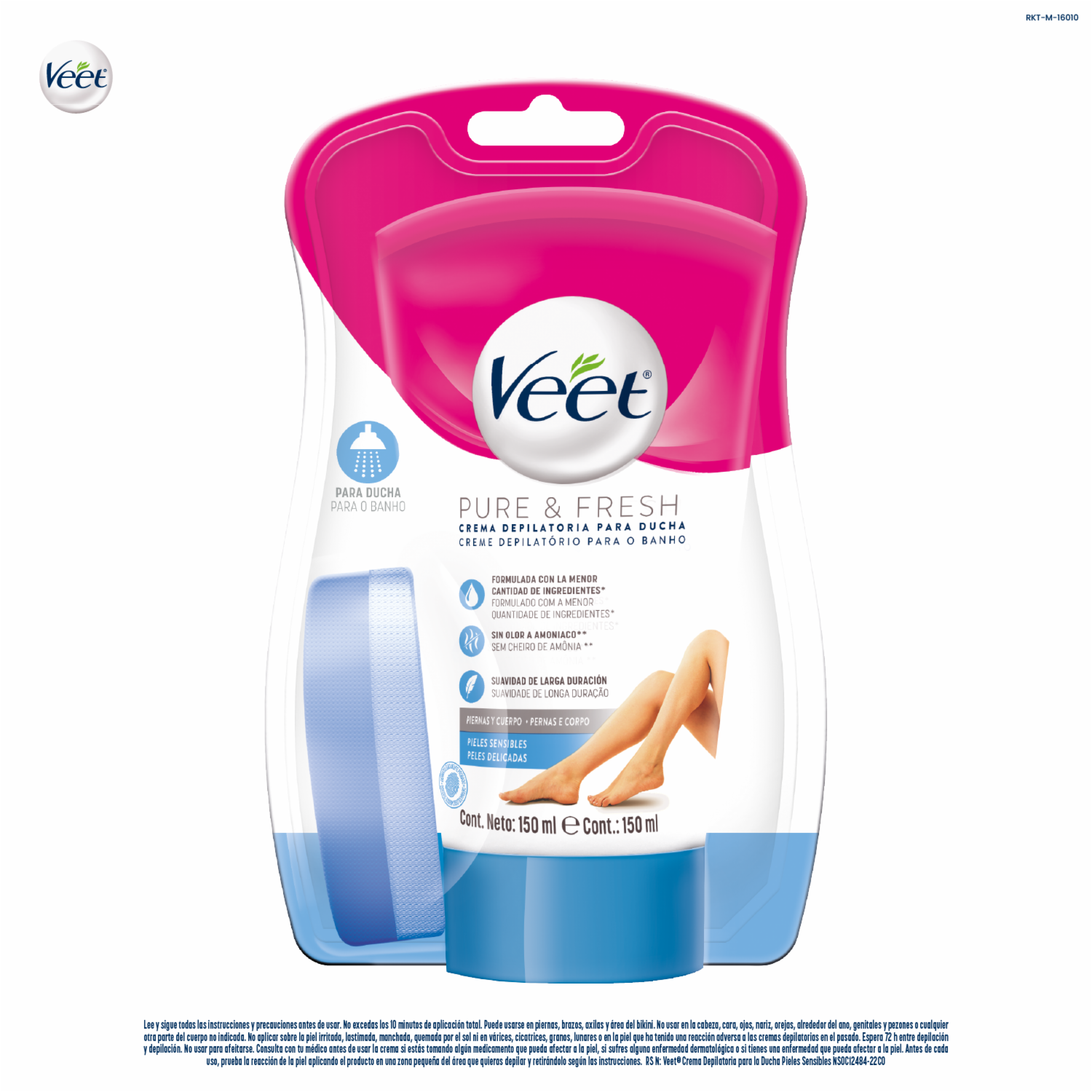 Crema Depilatoria Corporal Para Ducha Piel Sensible Pure Y Fresh VEET 150 Ml
