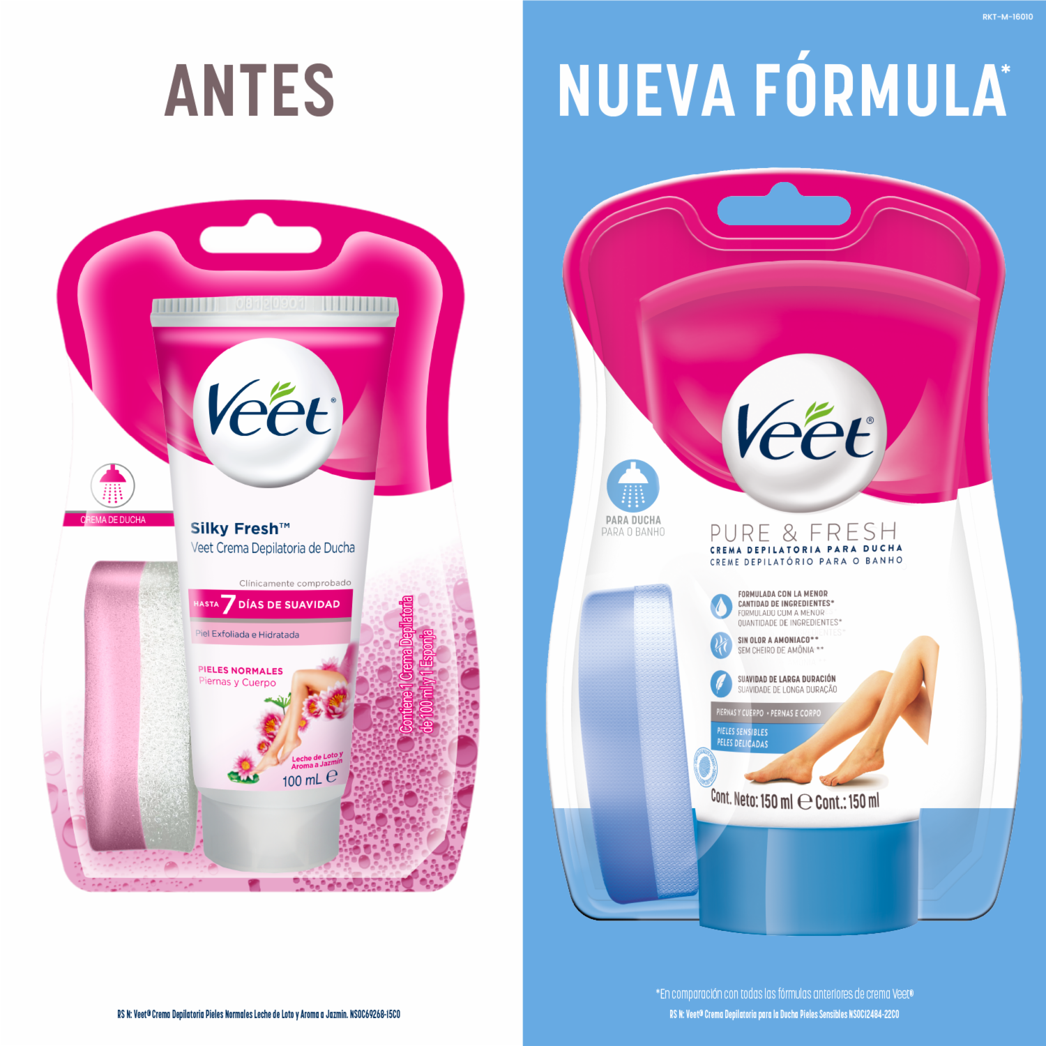 Crema Depilatoria Corporal Para Ducha Piel Sensible Pure Y Fresh VEET 150 Ml