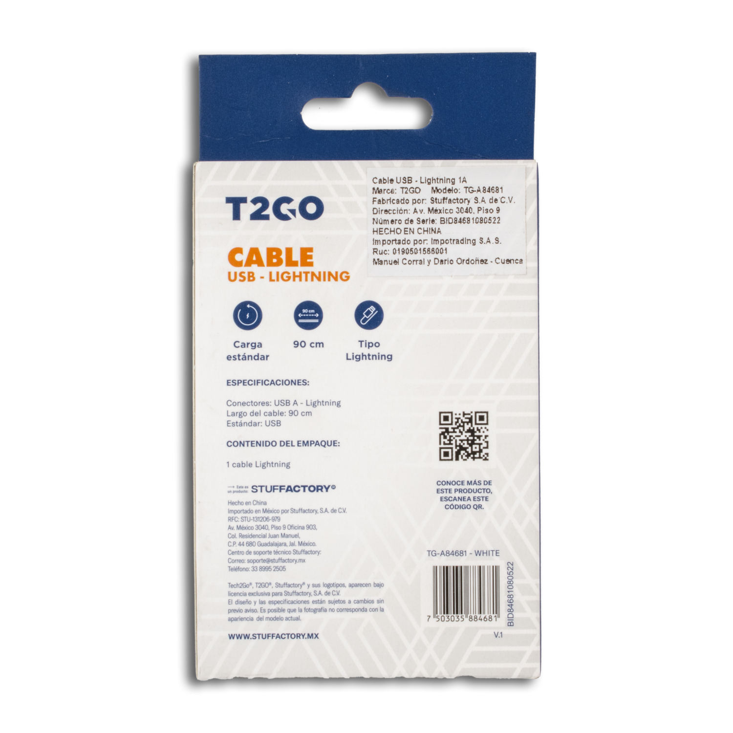 Cable Usb Tipo Lightning GOB 90 Cm