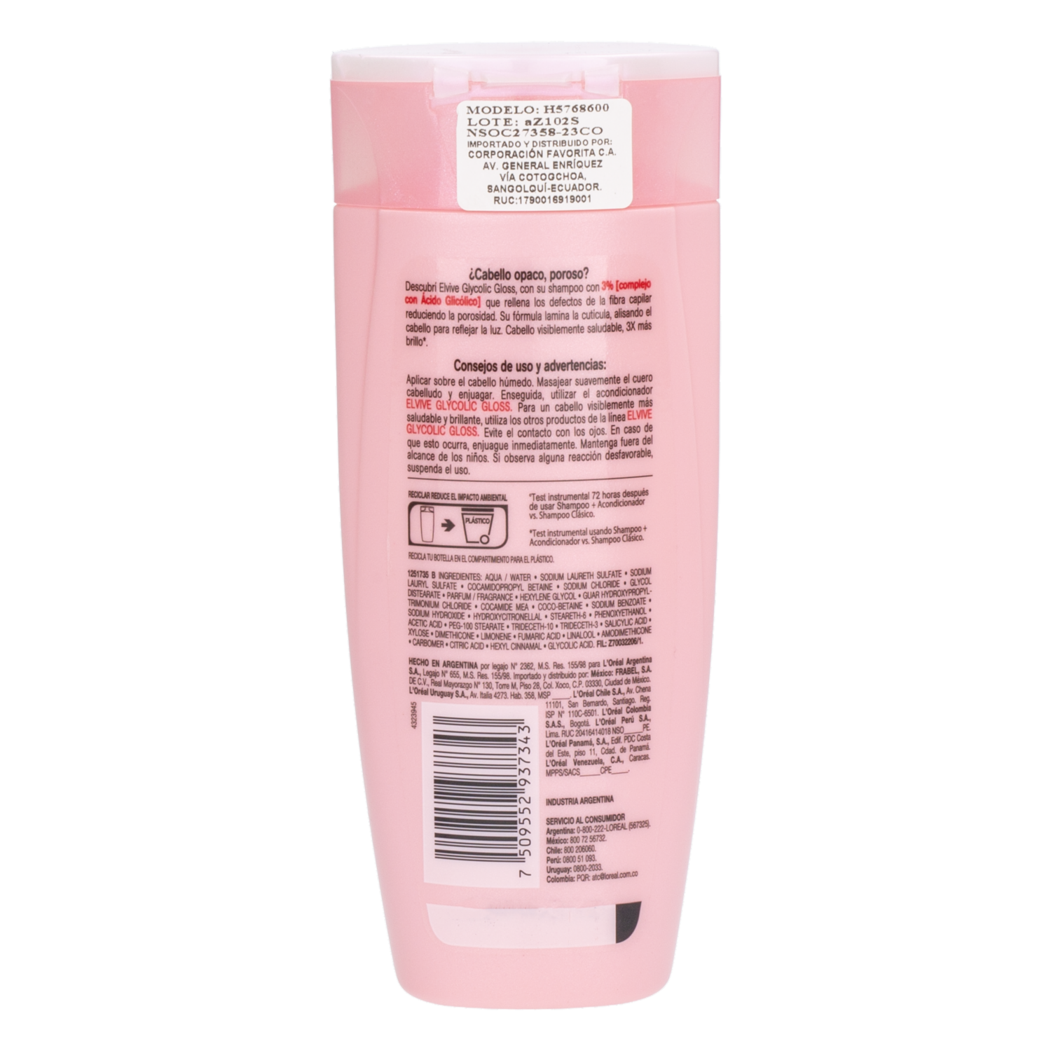 Shampoo De Cabello Glycolic Gloss Brillo ELVIVE L’ORÉAL 200 Ml