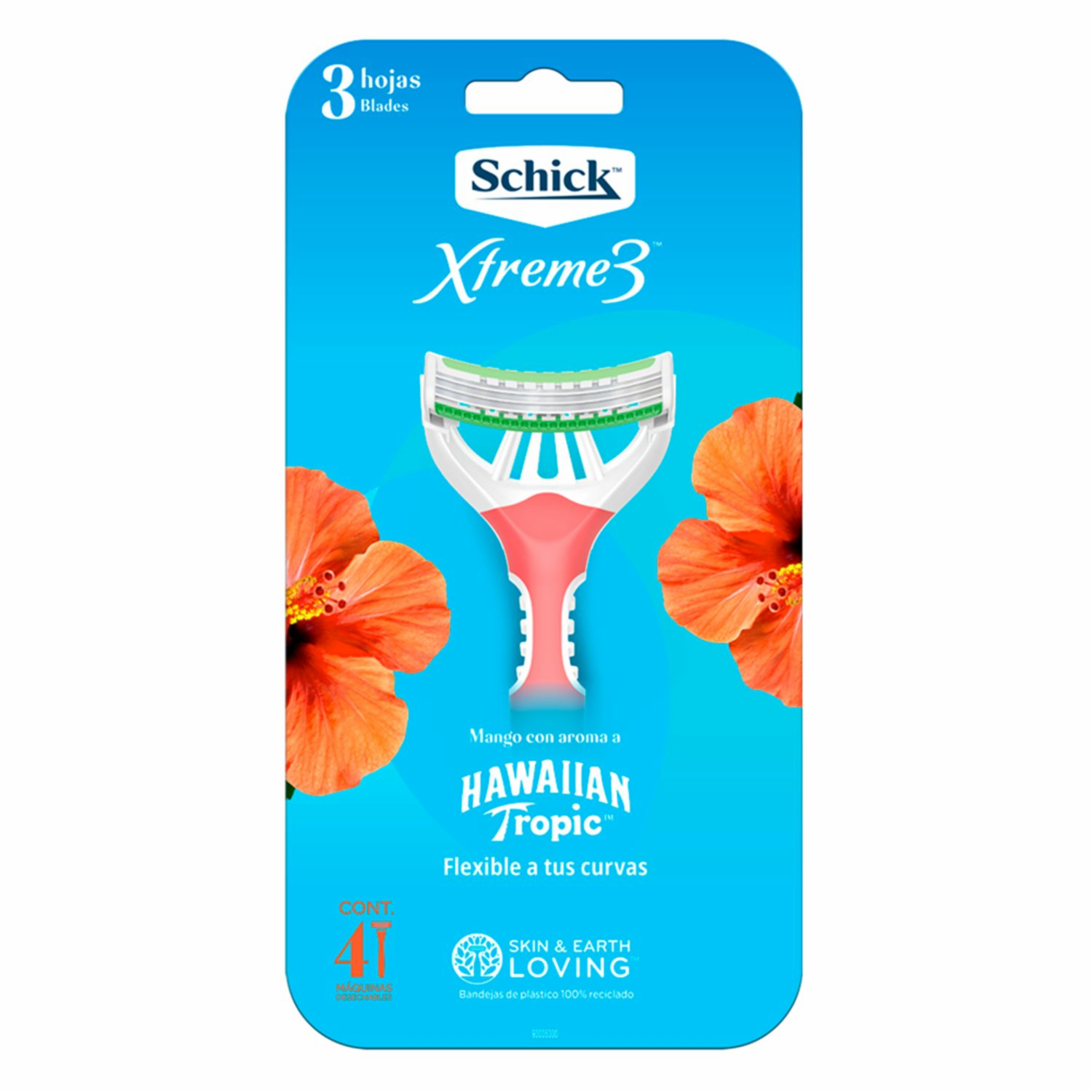 Razuradora Desechable Para Mujer Xtreme3 Hawaiian Tropic SCHICK X4 Uds