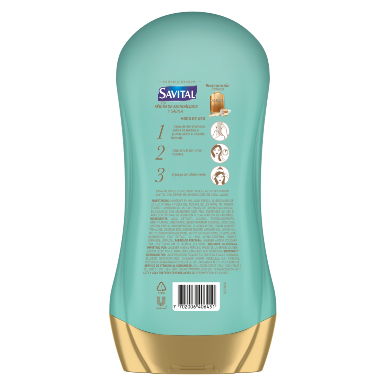 Acondicionador De Cabello Con Serúm De Aminoácidos Y Sábila SAVITAL 490 Ml