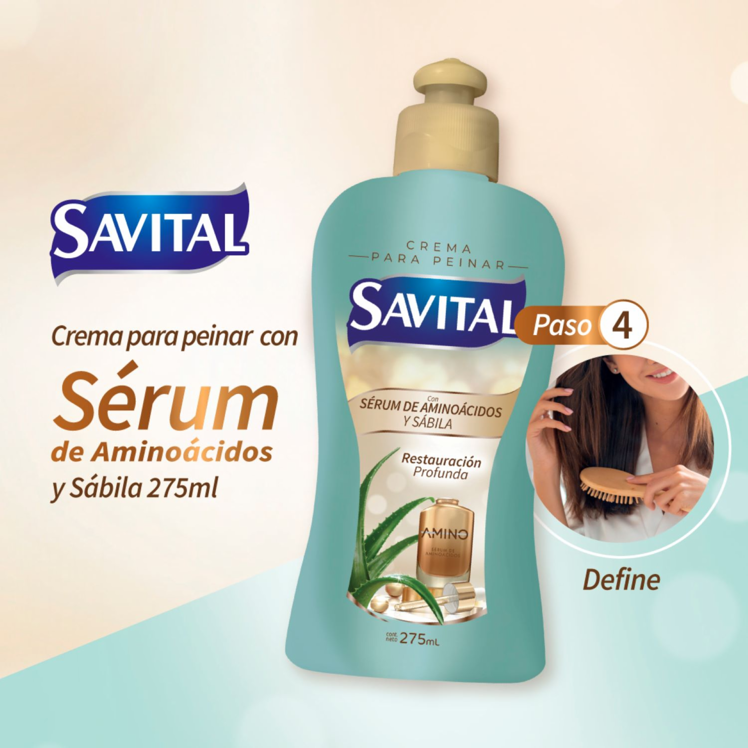 Crema Tratamiento Capilar Con Serúm De Aminoácidos Y Sábila SAVITAL 275 Ml