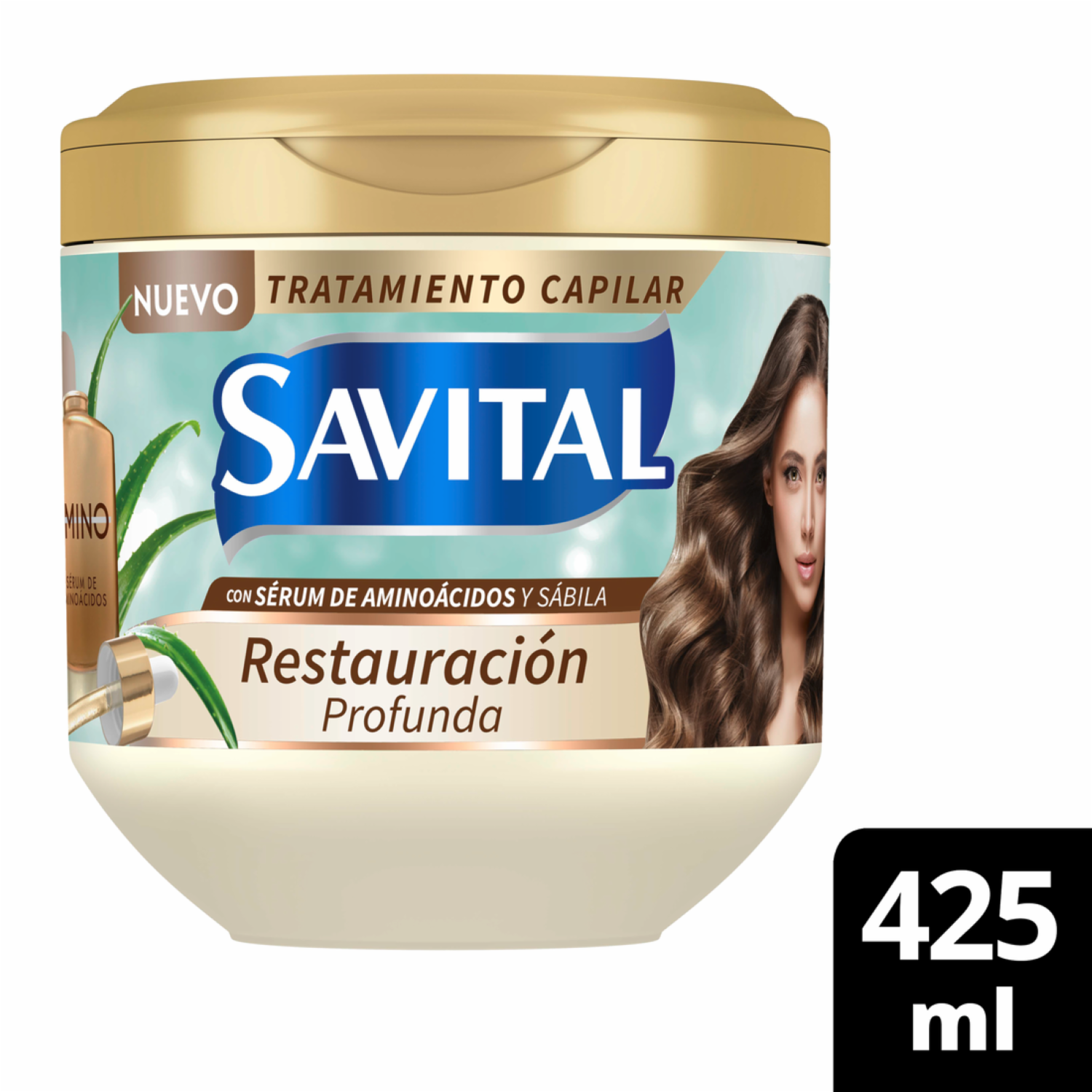 Crema Tratamiento Capilar Con Serúm De Aminoácidos Y Sábila Restauración Profunda SAVITAL 425 Ml