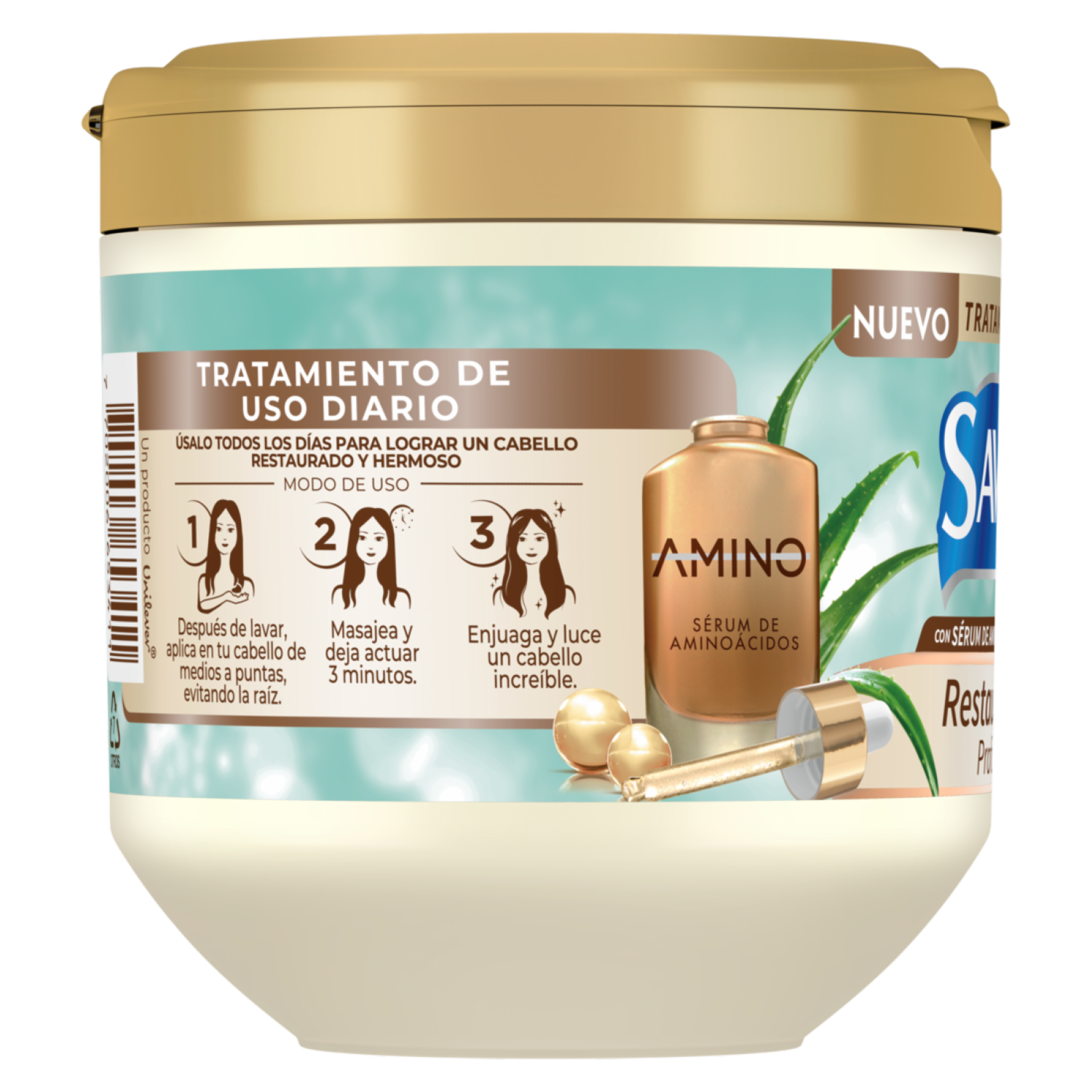 Crema Tratamiento Capilar Con Serúm De Aminoácidos Y Sábila Restauración Profunda SAVITAL 425 Ml