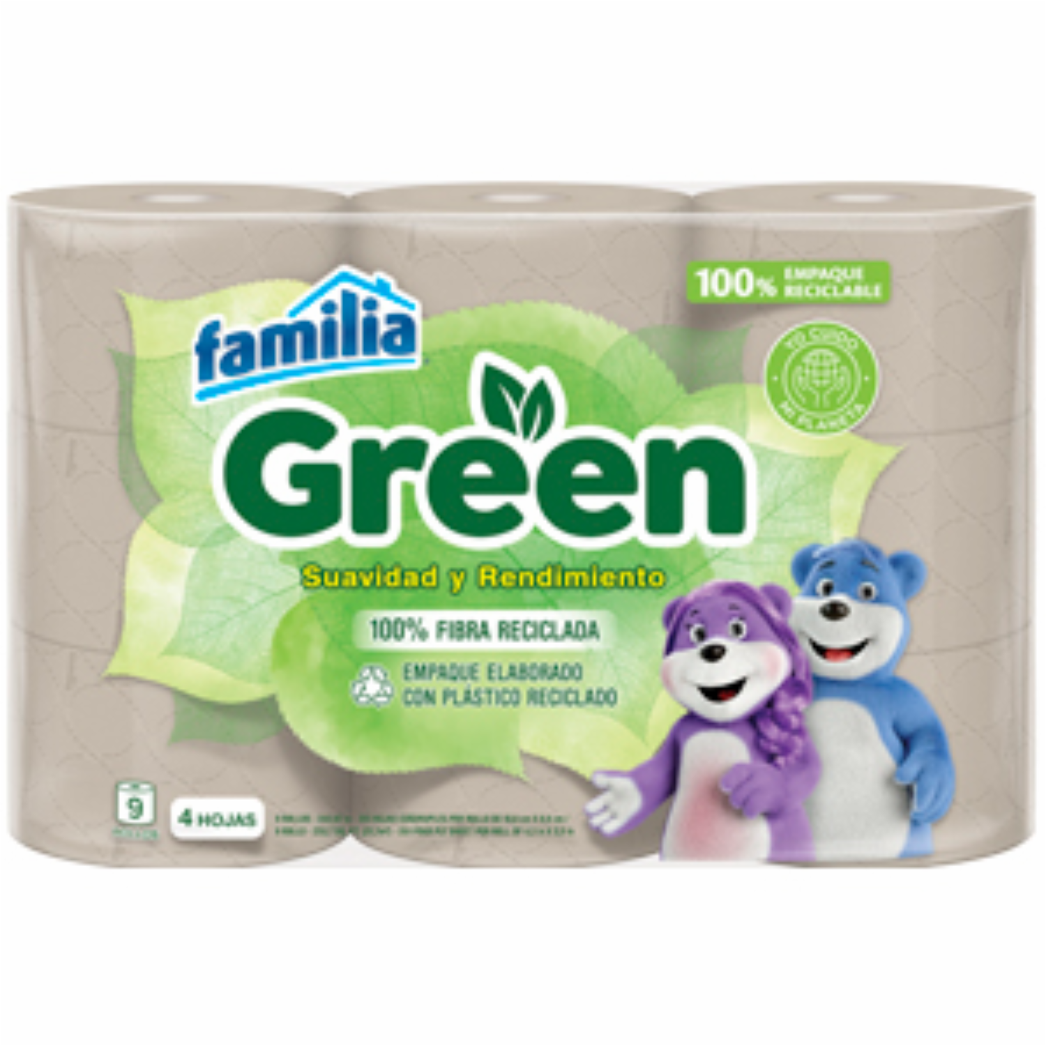 Papel Higiénico 4 Hojas FAMILIA 9 Rollos