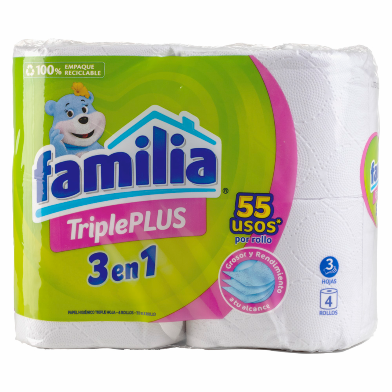 Papel Higiénico Triple Plus FAMILIA 4 Rollos
