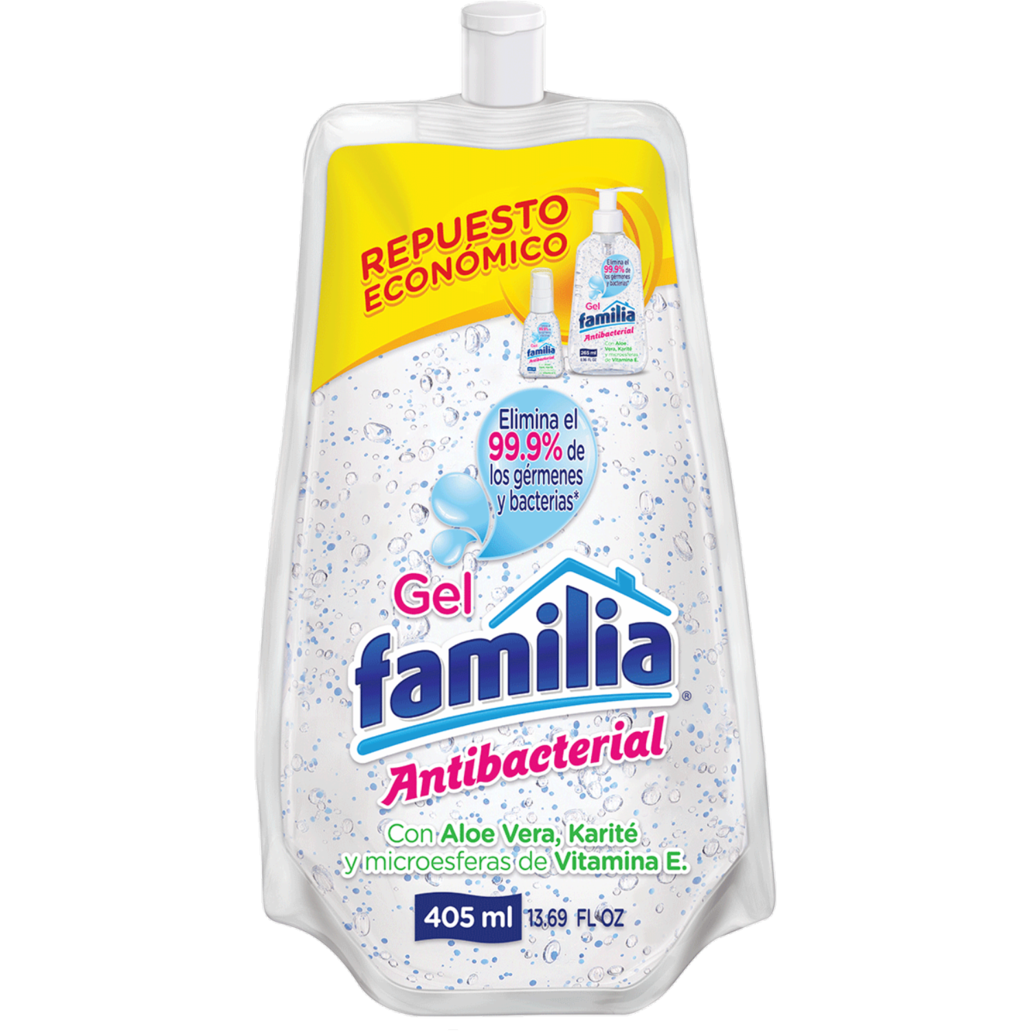 Gel De Cabello Antibacterial Con Vitamina E Y Karité FAMILIA 405 Ml