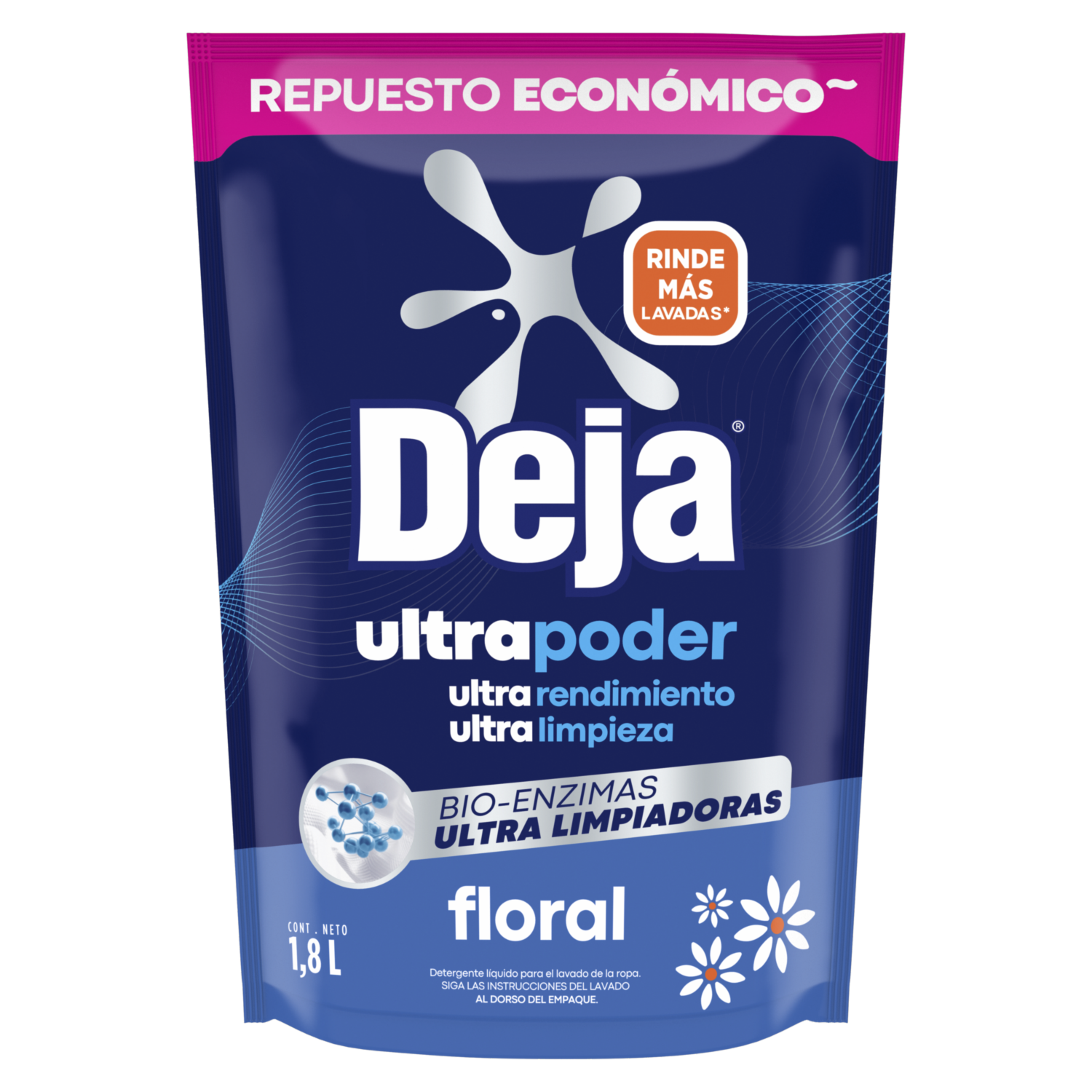 Detergente Líquido Lavado Perfecto Floral DEJA 1800 Ml