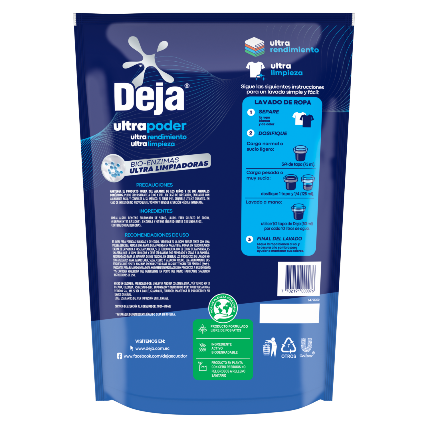 Detergente Líquido Lavado Perfecto Floral DEJA 1800 Ml