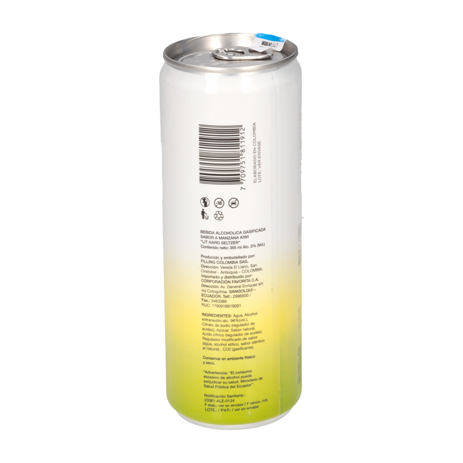 Coctel Sabor A Manzana Kiwi LIT HARD SELTZER 355 Ml