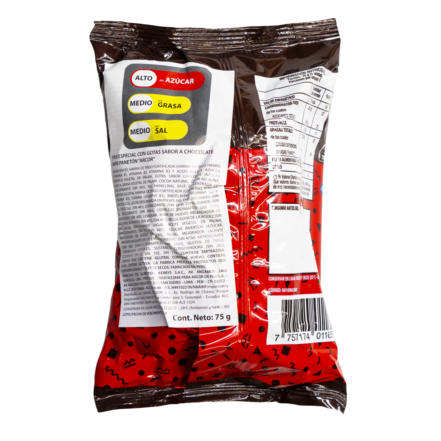 Mini Panetón Con Gotas Sabor A Chocolate ARCOR 75 G