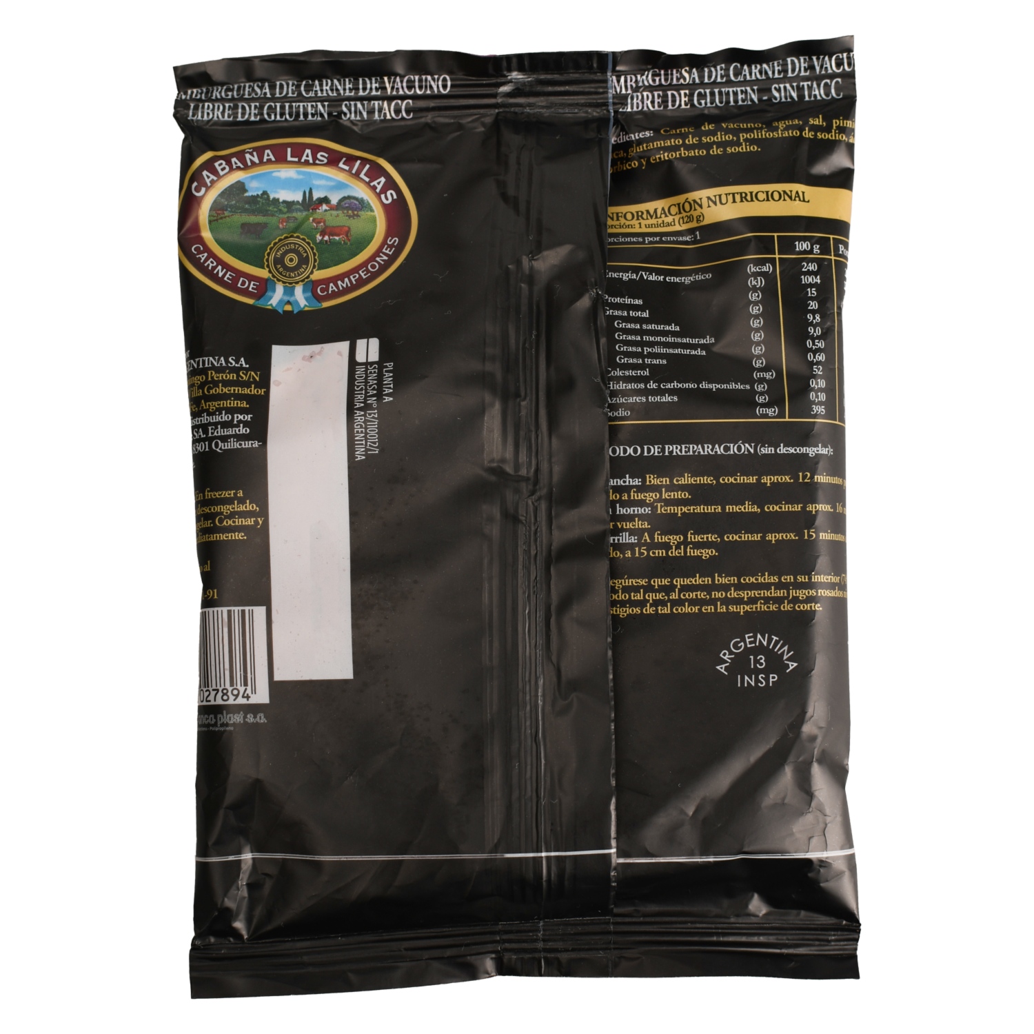 Hamburguesas Libre De Gluten CABAÑA LAS LILAS 120 G