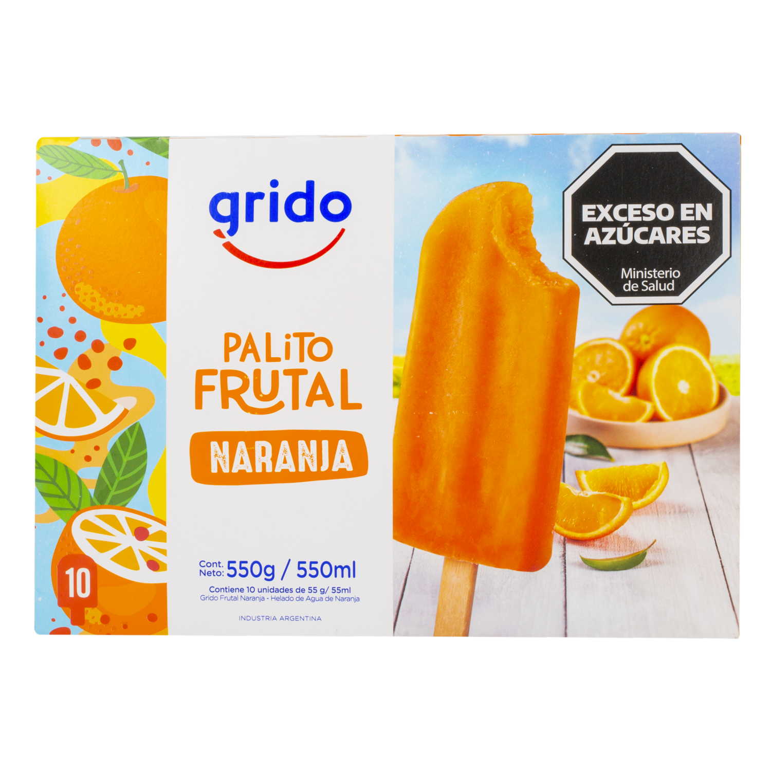 Helado Palito Frutal Naranja GRIDO 10 X 55 G
