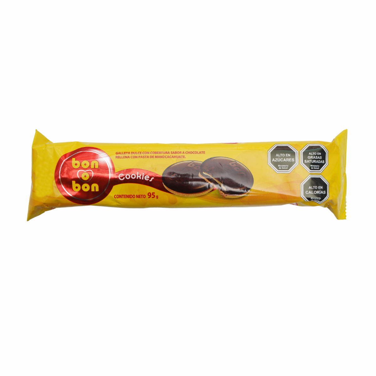 Galletas Dulces Con Cobertura De Chocolate  y Relleno De Maní BON O BON 95 G