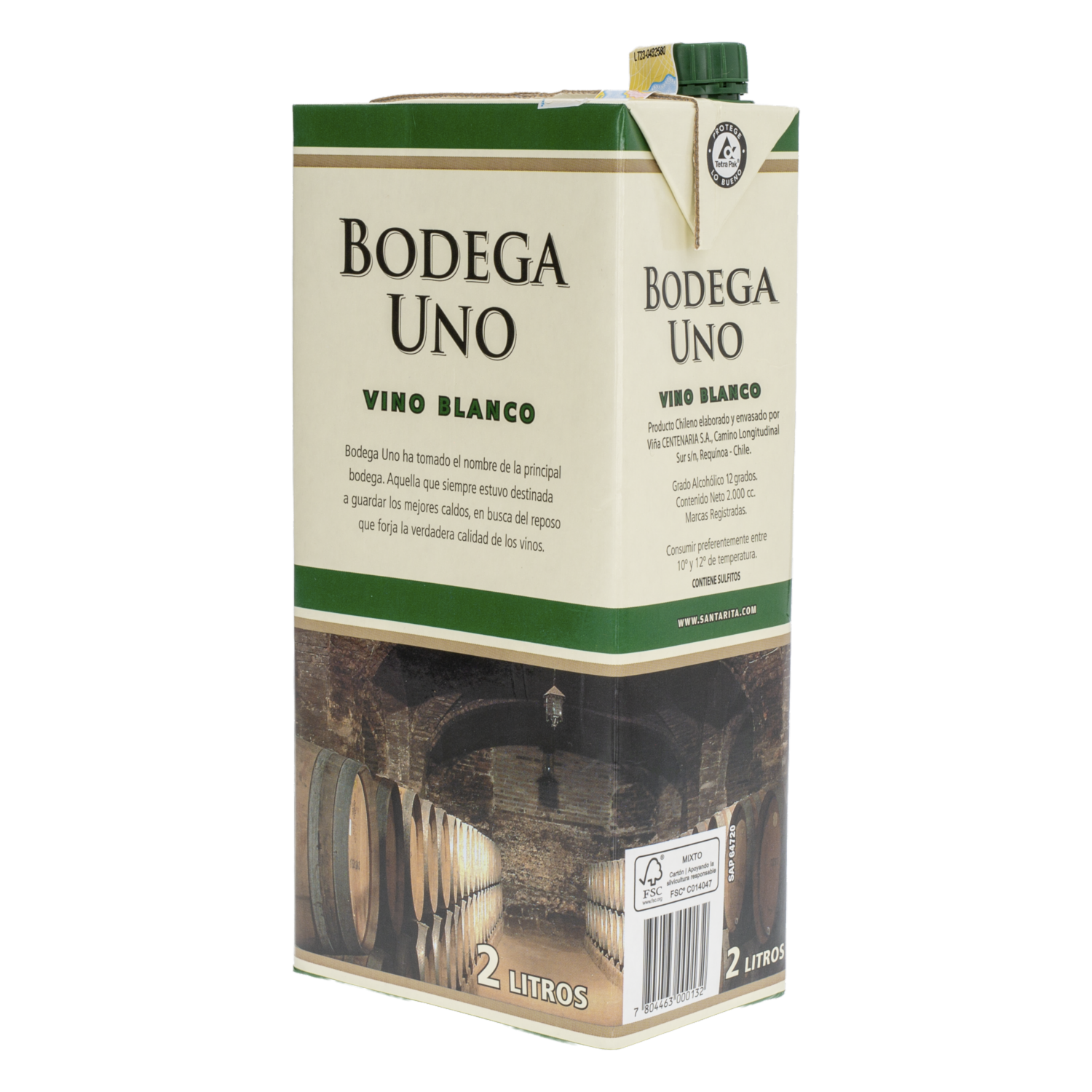 Vino Blanco Tetrapack BODEGA UNO 2 000 Ml