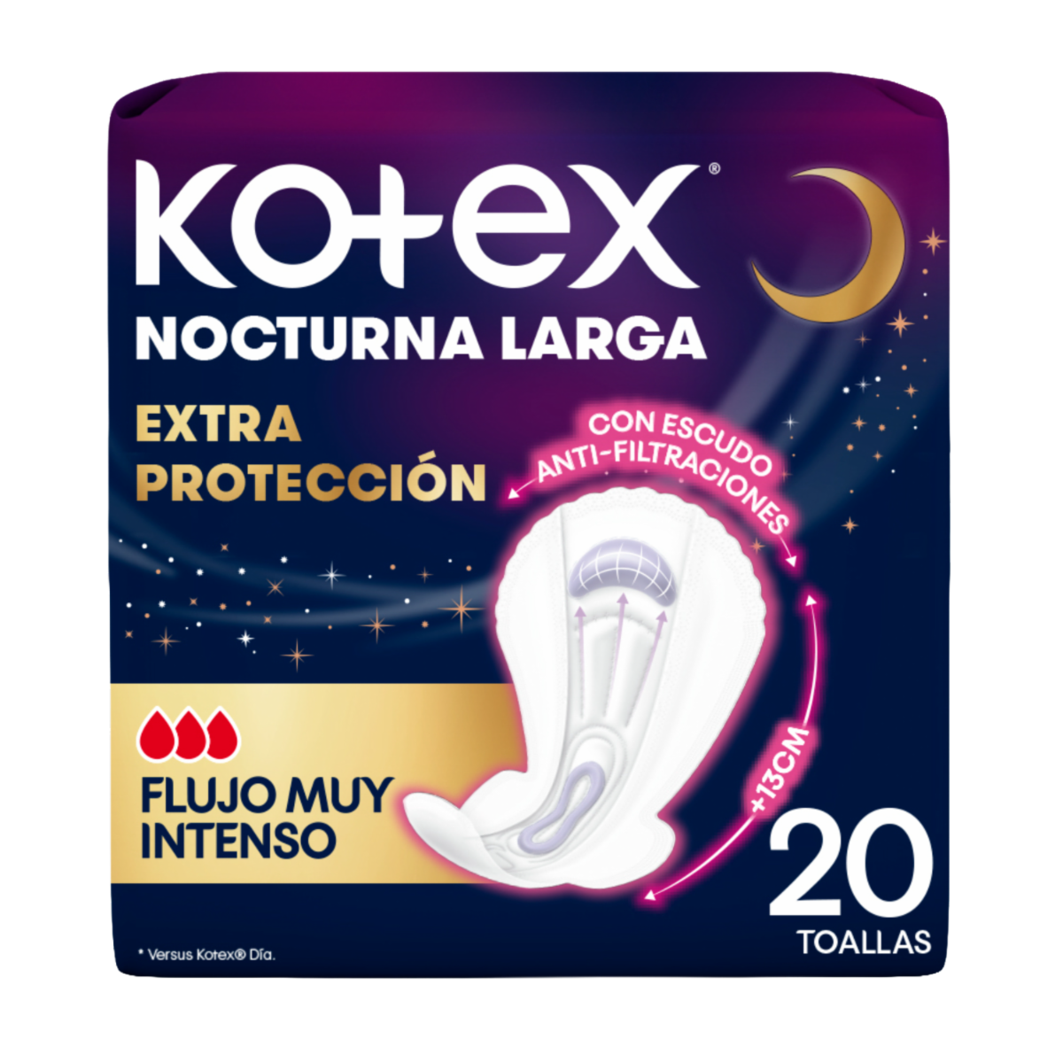 Toalla Higiénica Nocturna Extra Protección KOTEX 20 Unidades