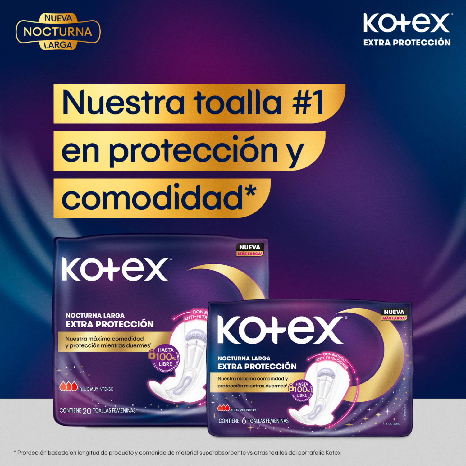 Toalla Higiénica Nocturna Extra Protección KOTEX 20 Unidades