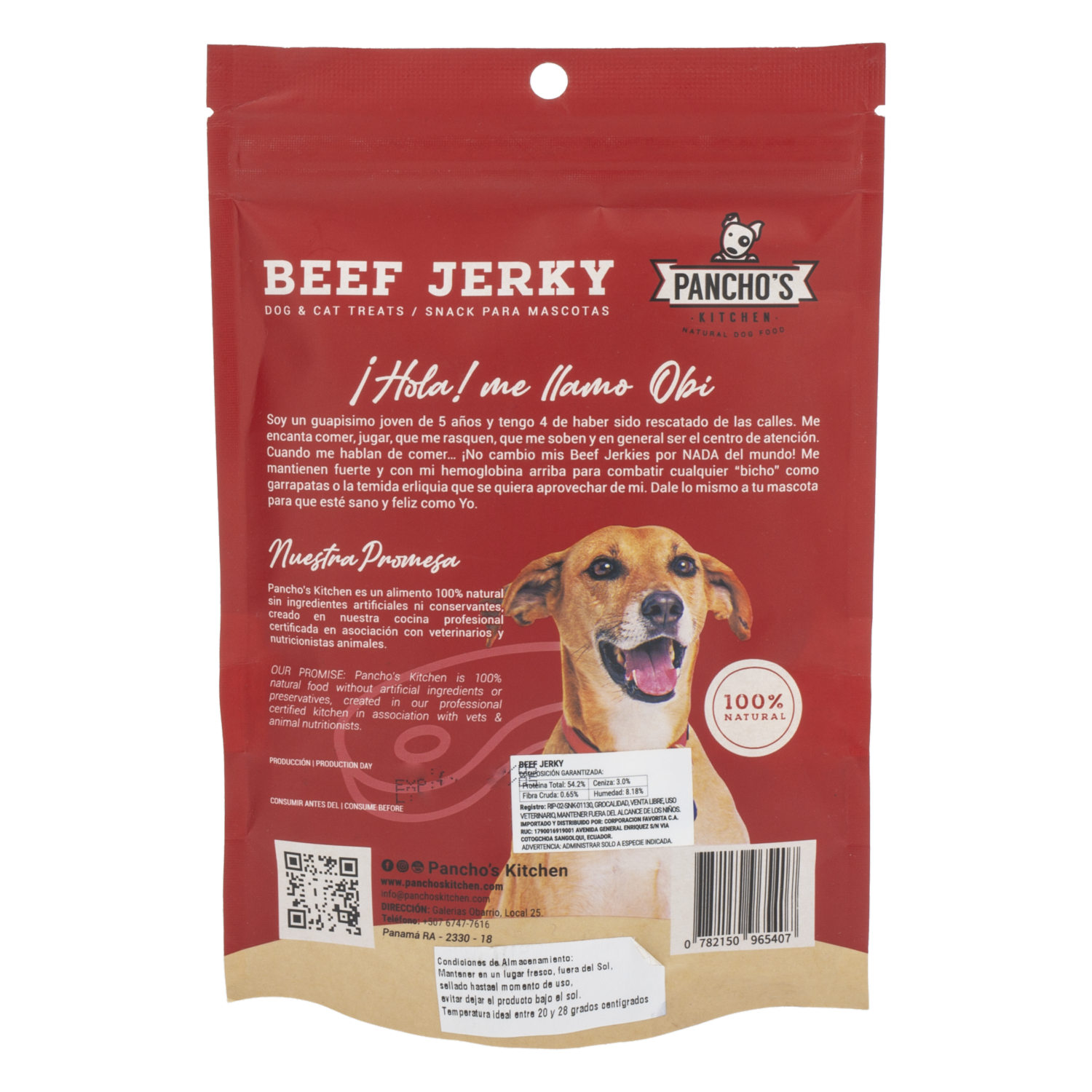 Snack Para Perros Beef Jerky PANCHO’S KITCHEN 50 G