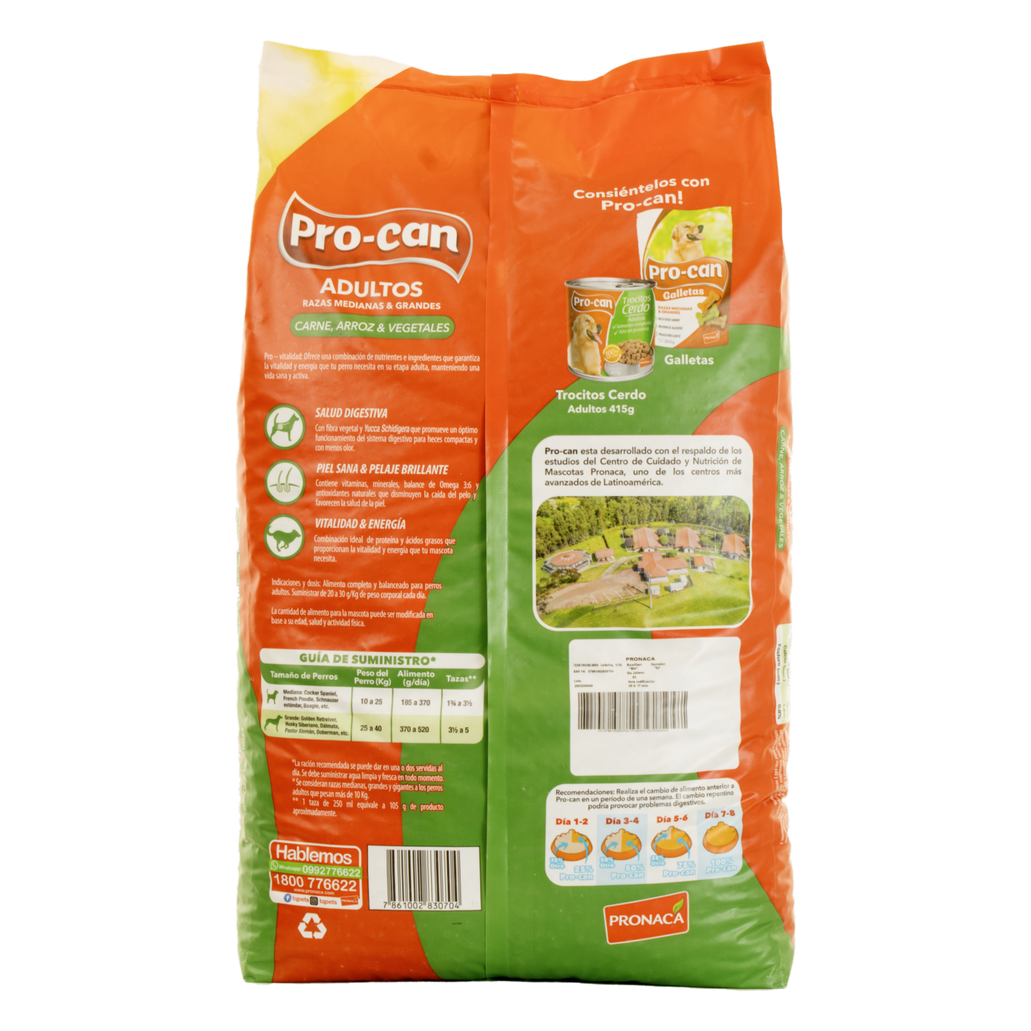 Alimento Para Perros Adulto Razas Medianas Grandes Sabor A Carne Y Arroz PRO-CAN 15 Kg